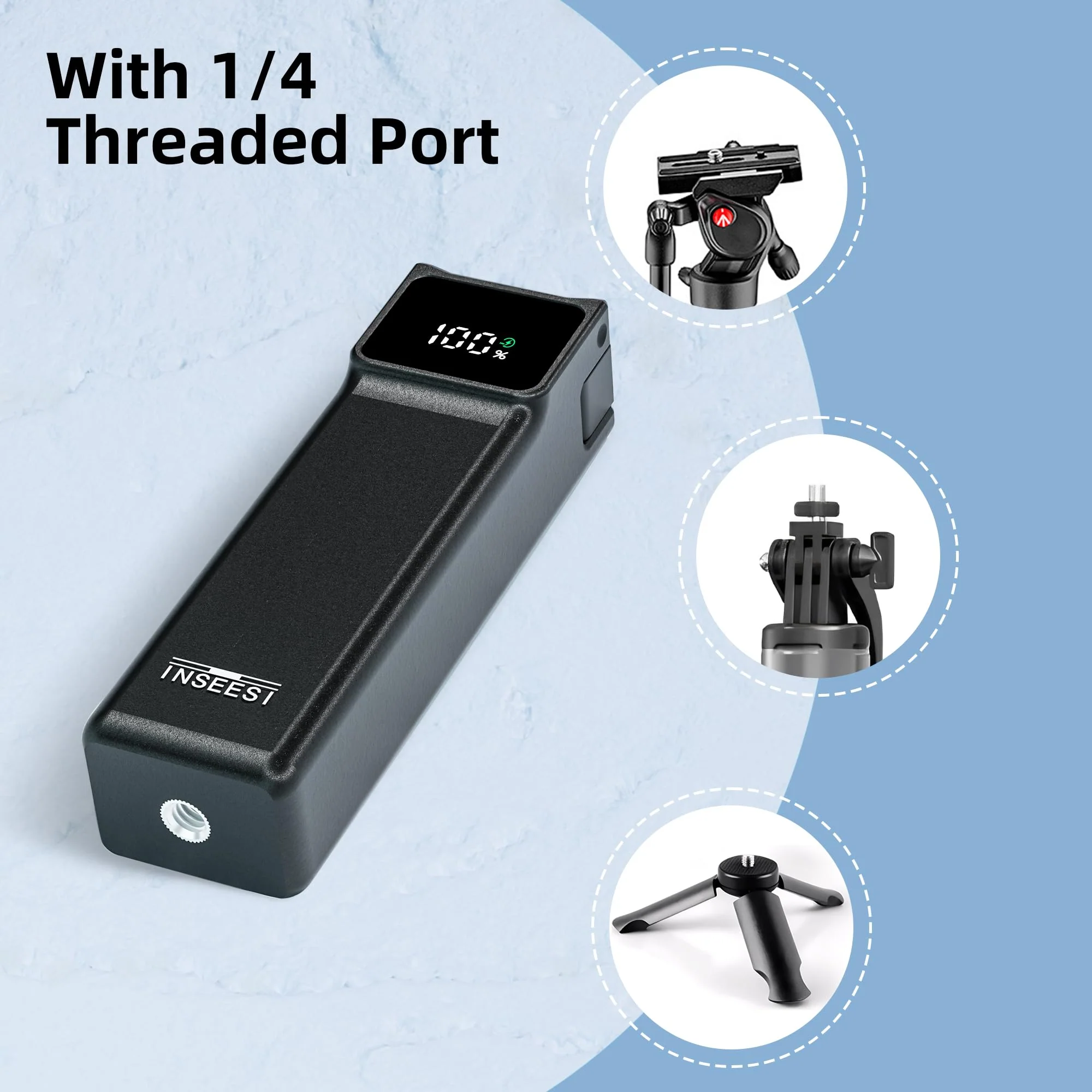 Battery Handle Compatible with DJI Osmo Pocket 3 Accessories, with Digital Screen for Pocket 3 Battery Grips for Xtra Muse Built-in 5000mAh Battery Fast Charging and Reserved 1/4”Thread - Image 7