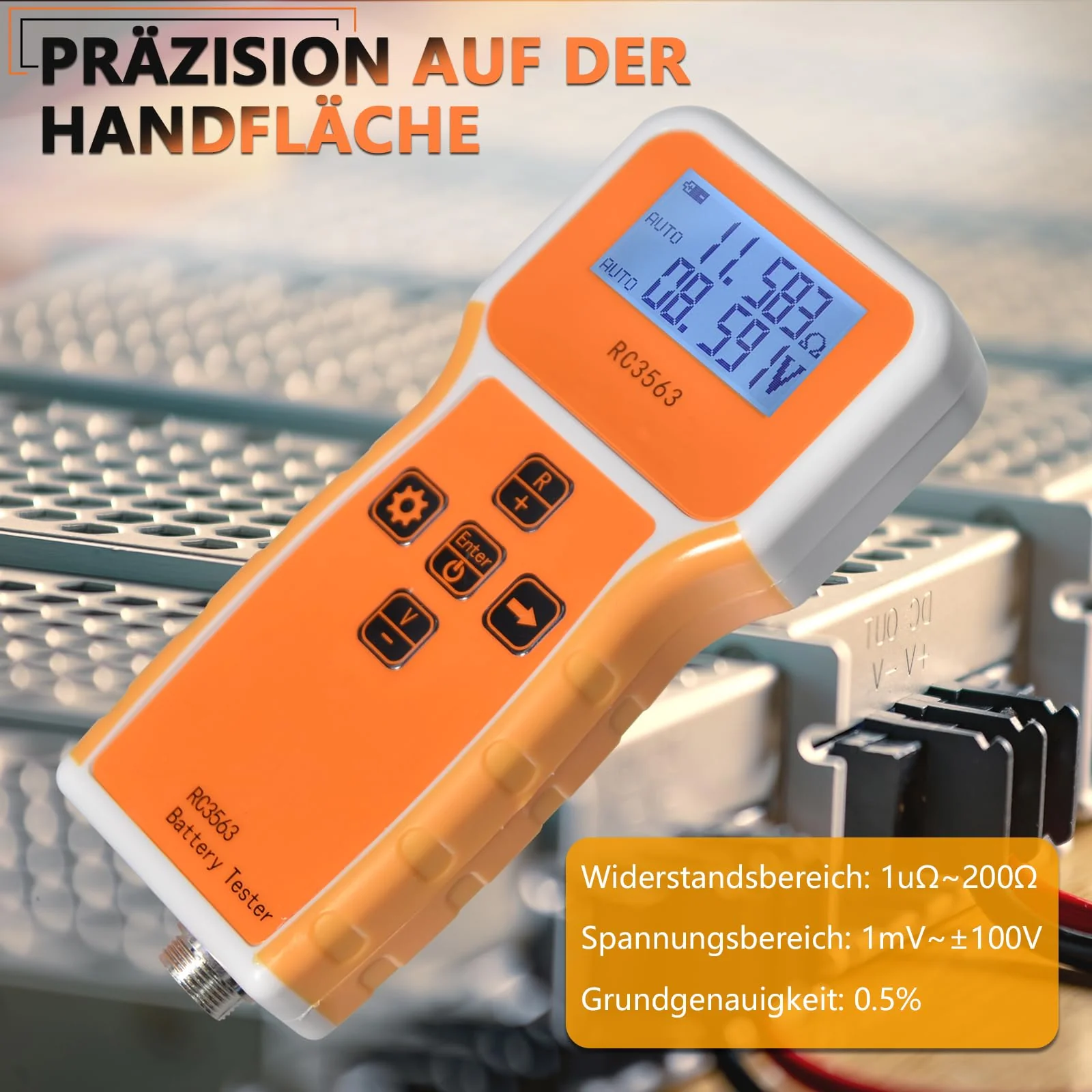 Battery Internal Resistance Meter, Battery Voltage Internal Resistance Meter 1uΩ~200Ω/0~±100VDC, Battery Tester for Lead Acid, Lithium-Ion, Lithium Iron Phosphate, DIY Battery Pack RC3563 - Image 3
