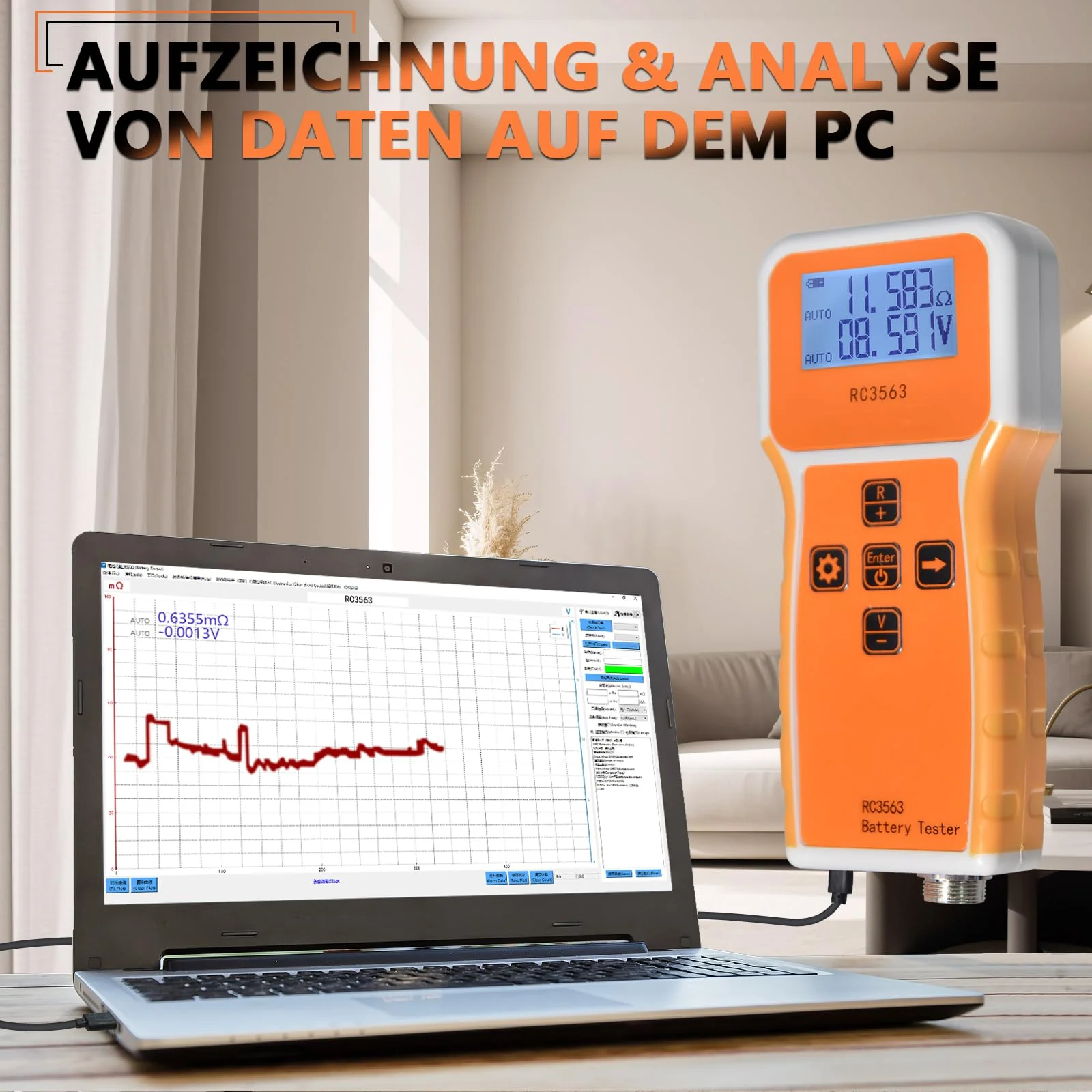 Battery Internal Resistance Meter, Battery Voltage Internal Resistance Meter 1uΩ~200Ω/0~±100VDC, Battery Tester for Lead Acid, Lithium-Ion, Lithium Iron Phosphate, DIY Battery Pack RC3563 - Image 4