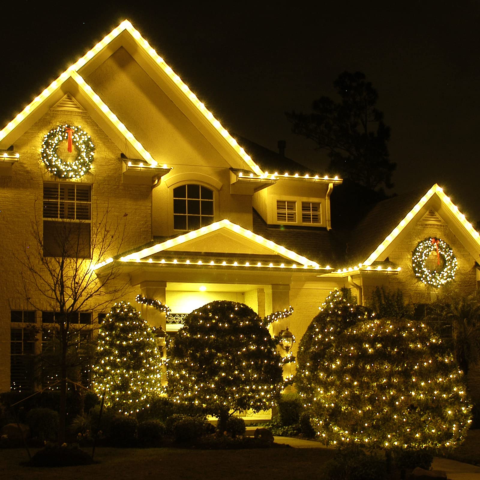 Battery Operated Rope Lights Outdoor Waterproof, 2 Pack Total 200 LED 66Ft Battery Powered String Lights, 8 Modes Christmas Lights for Party Garden Walkway Patio Decorations (Warm White) Warm White - Image 5