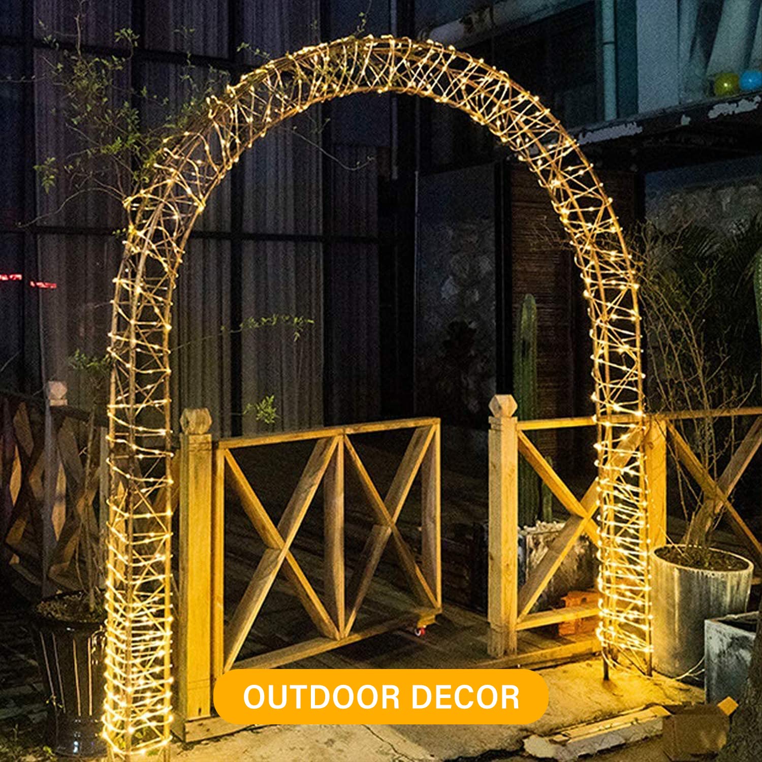 Battery Operated Rope Lights Outdoor Waterproof, 2 Pack Total 200 LED 66Ft Battery Powered String Lights, 8 Modes Christmas Lights for Party Garden Walkway Patio Decorations (Warm White) Warm White - Image 6