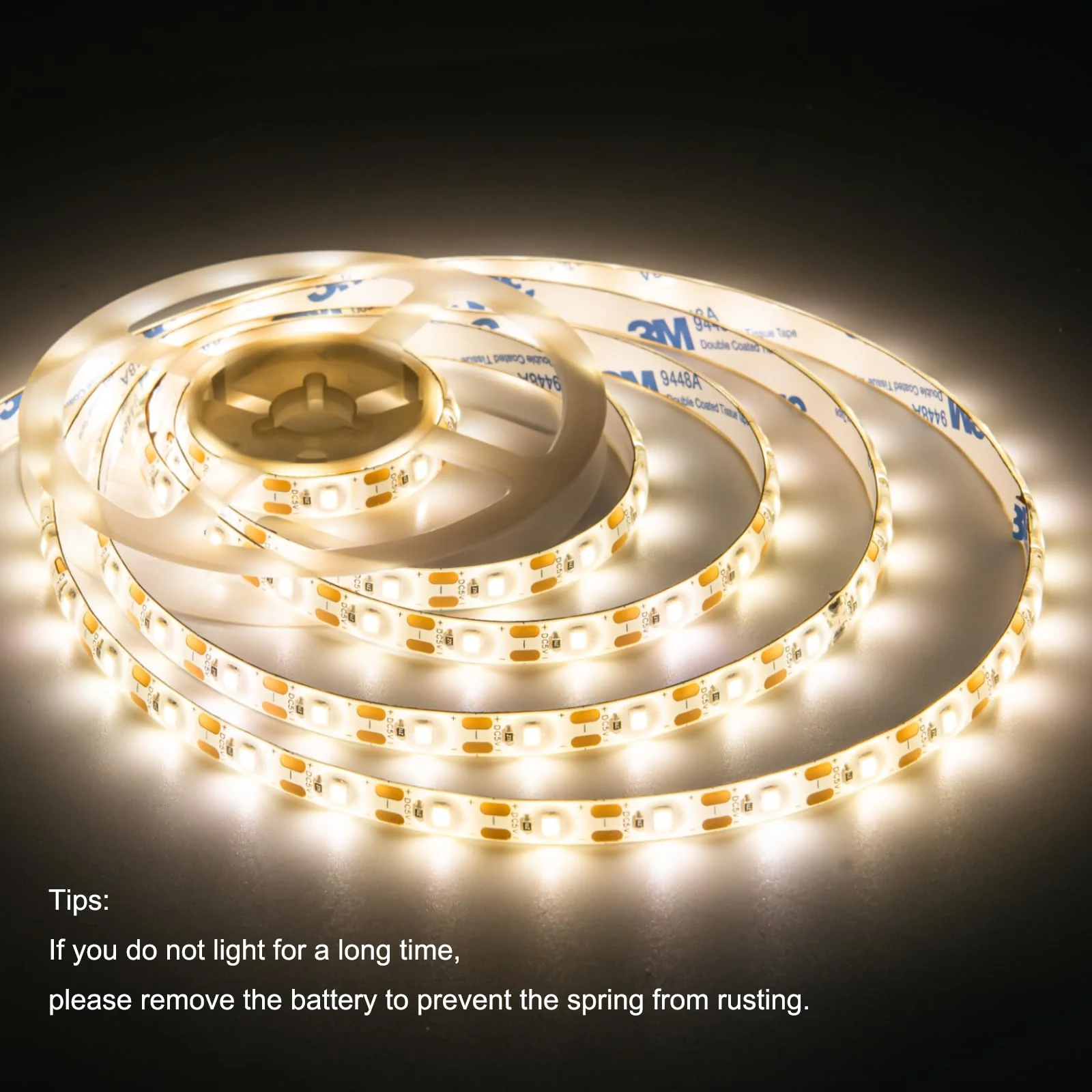 Battery Powered Led Strip Lights, Warm White, with Remote, 13.2ft, 240LEDs Dimmable, Timer, Cuttable Suitable for Bathroom, Fish Tank, Marriage, Kitchen, Waterproof. Warm white/13.2ft - Image 2