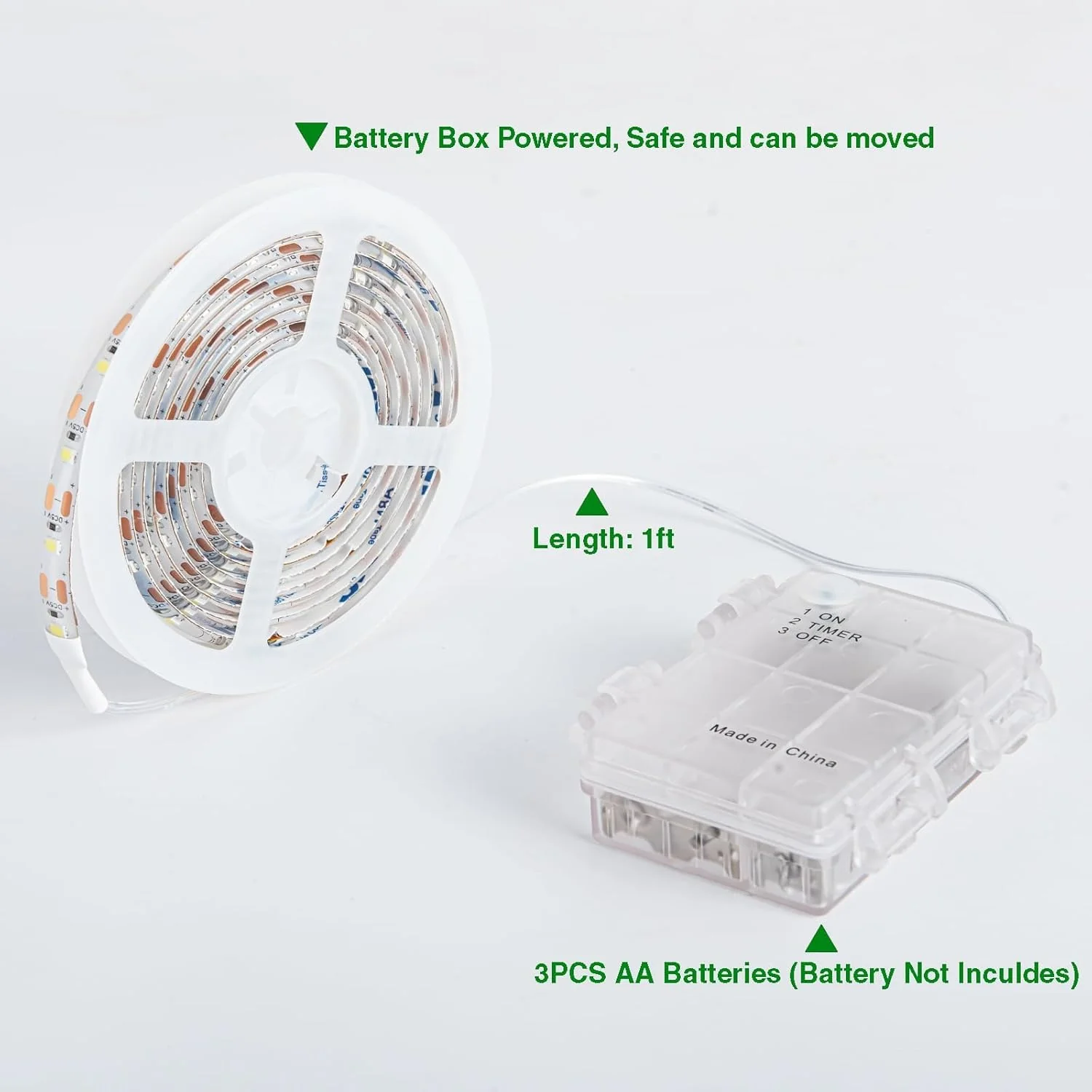 Battery Powered Led Strip Lights, Warm White, with Remote, 13.2ft, 240LEDs Dimmable, Timer, Cuttable Suitable for Bathroom, Fish Tank, Marriage, Kitchen, Waterproof. Warm white/13.2ft - Image 7