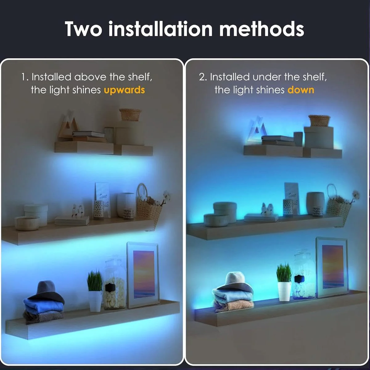 Battery Powered LED Strip Lights, Wireless RGB LED Strip Lights with 24 Keys Remote Control, 20 inch x 3 Pack for Kitchen Under Cabinet Lighting, Shelves, Under Counter, Closet, Cordless Click Light RGB 3Pack - Image 3