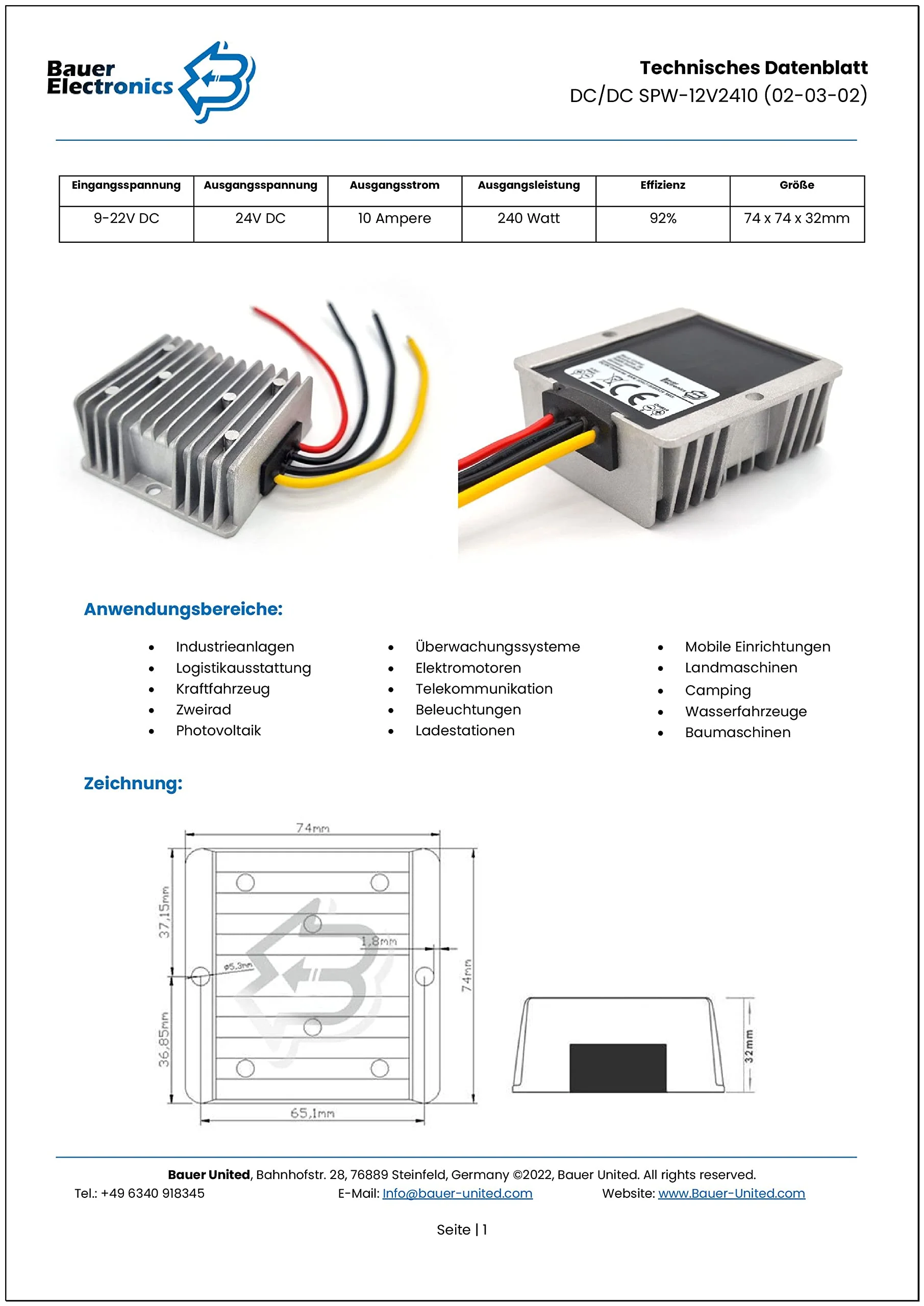 Bauer Electronics DC-DC 9V-22V to 24V Voltage Converter 10A 240W 12-V 24-V Converter Power Adapter Voltage Regulator Voltage Stabiliser Voltage Limiter Truck Step-up Boost Volt Input: 9-22V Output: 24V | 240W | 10A - Image 6