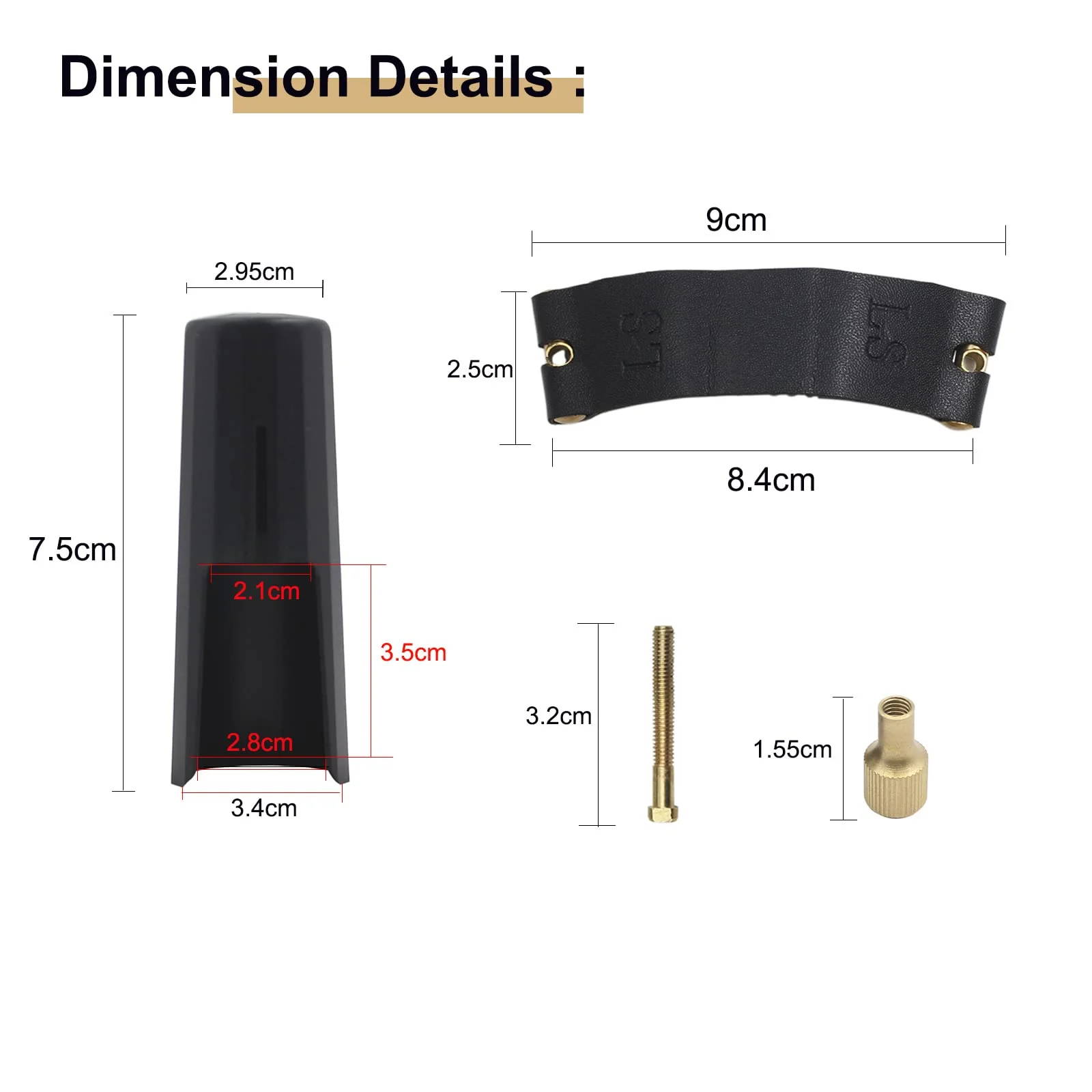 Bb Clarinet Leather Ligature and Plastic Clarinet Mouthpiece Cap Ligature Fastener Mouthpiece Cover for Clarinet - Image 2