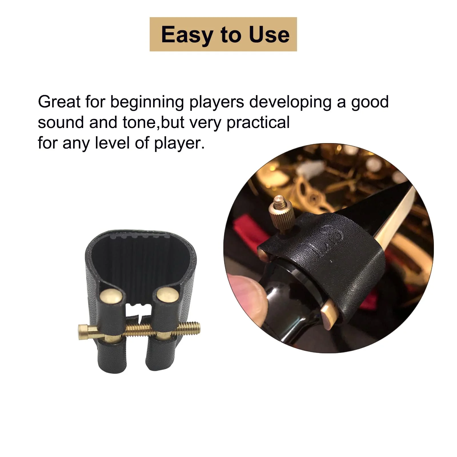 Bb Clarinet Leather Ligature and Plastic Clarinet Mouthpiece Cap Ligature Fastener Mouthpiece Cover for Clarinet - Image 5