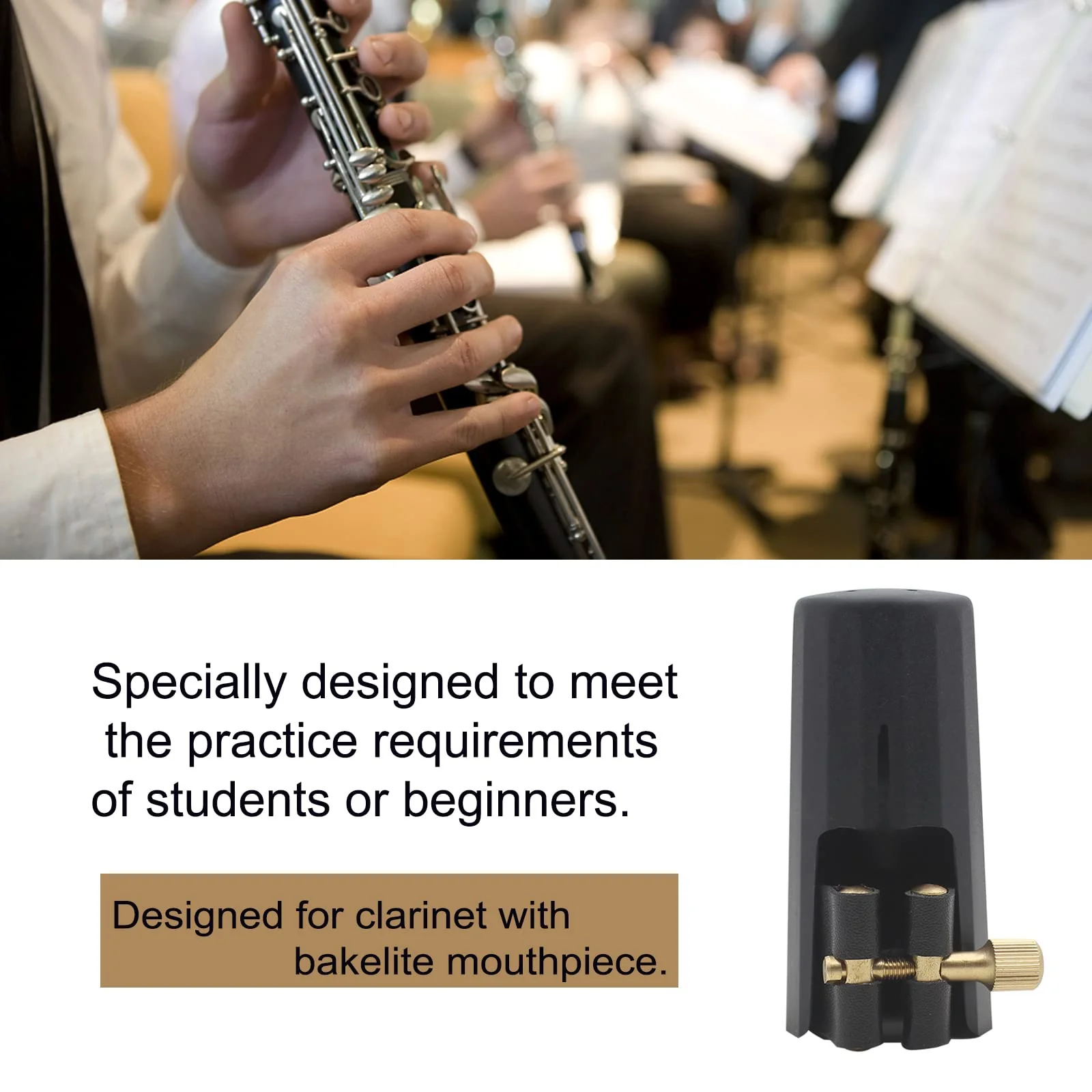 Bb Clarinet Leather Ligature and Plastic Clarinet Mouthpiece Cap Ligature Fastener Mouthpiece Cover for Clarinet - Image 7