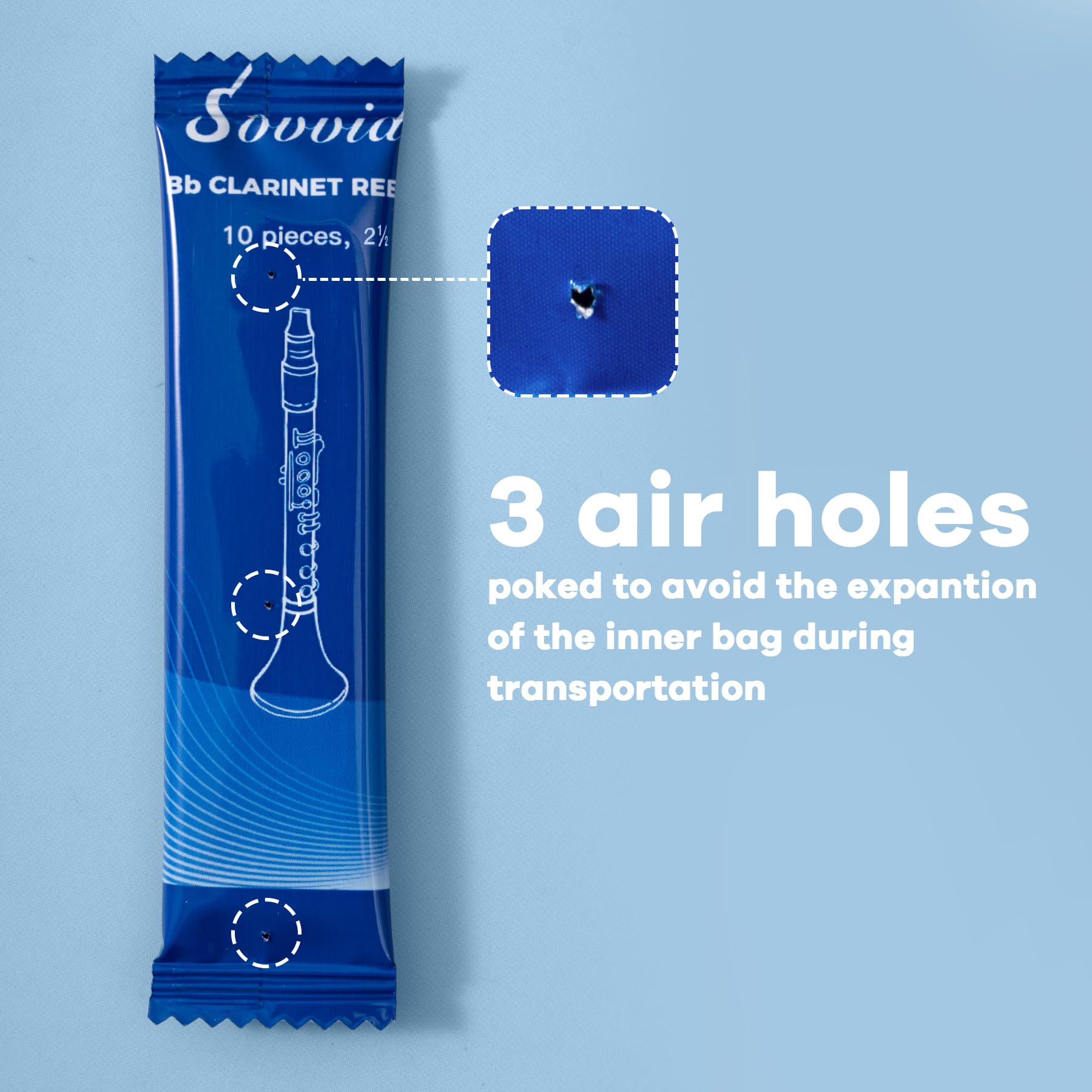 Bb Clarinet Reeds Strength 2.5 with Portable Reed Case, Box of 10, Individually Packaged Reeds for Clarinet, Thinner Vamp Cut for Ease of Play - Image 4