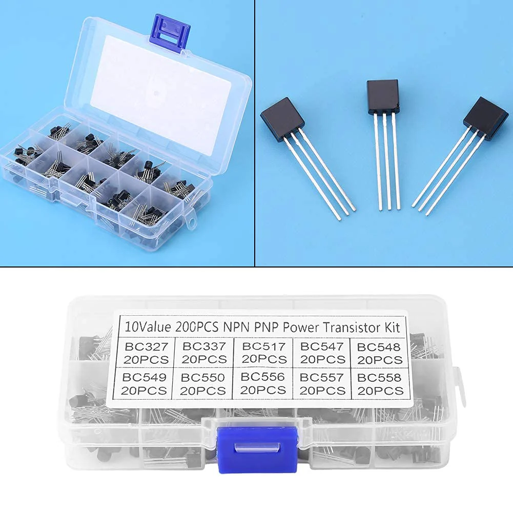 BC Transistors, 200 Pieces TO-92 Silicon NPN PNP Power Transistor Assortment Kit Set (Bc327 Bc337 Bc517 Bc547 Bc548 Bc549 Bc550 Bc556 Bc557 Bc558) with Plastic Storage Box - Image 2
