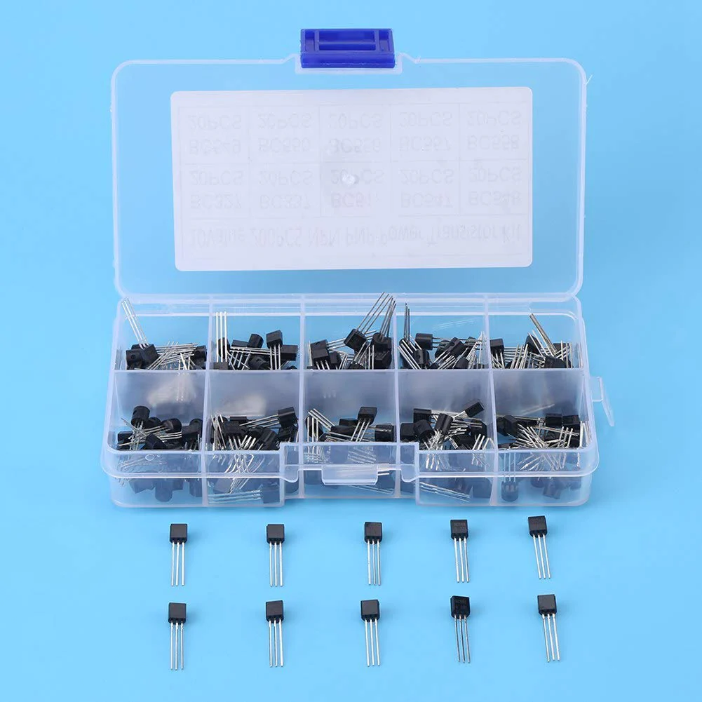 BC Transistors, 200 Pieces TO-92 Silicon NPN PNP Power Transistor Assortment Kit Set (Bc327 Bc337 Bc517 Bc547 Bc548 Bc549 Bc550 Bc556 Bc557 Bc558) with Plastic Storage Box - Image 5