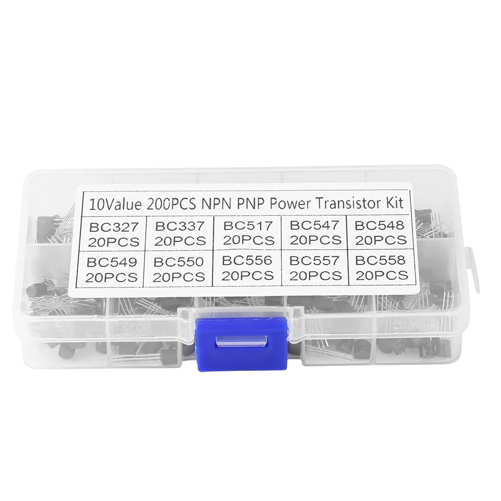 BC Transistors, 200 Pieces TO-92 Silicon NPN PNP Power Transistor Assortment Kit Set (Bc327 Bc337 Bc517 Bc547 Bc548 Bc549 Bc550 Bc556 Bc557 Bc558) with Plastic Storage Box - Image 8