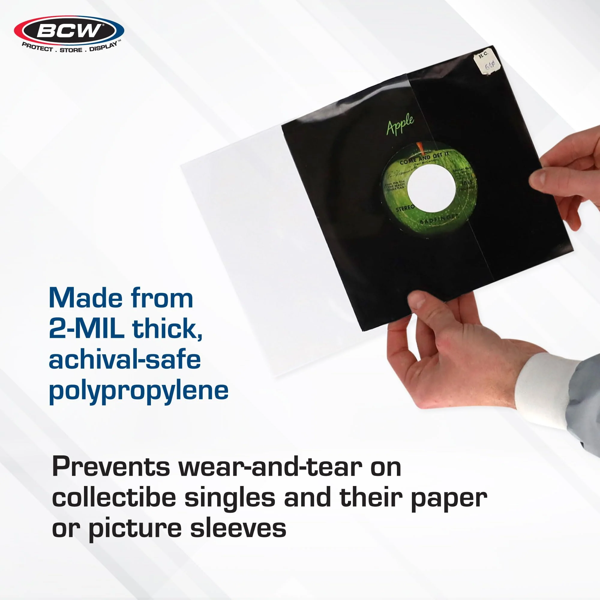 BCW 100 Vinyl 45 RPM 7" Record Poly Outer Record Sleeves | Album Covers | Crystal Clear | Record Covers | 2 Mil Thickness | Vinyl Record Storage | Dust and Scratch Protection | Vinyl Record Sleeves 1 Pack - Image 5