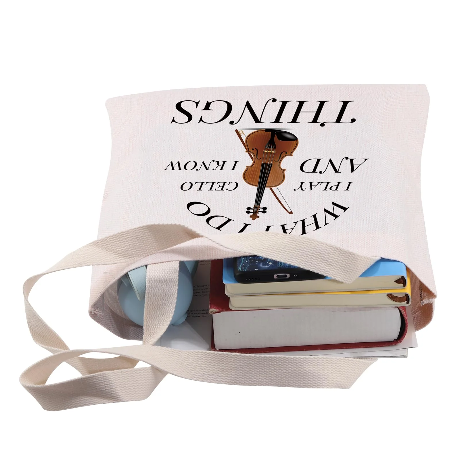 BDPWSS Cello Gift Cello Music Tote Bag Musician Gift That's What I Do I Play Cello And I Know Things Funny Cello Player Gift Know Cello Tg - Image 6