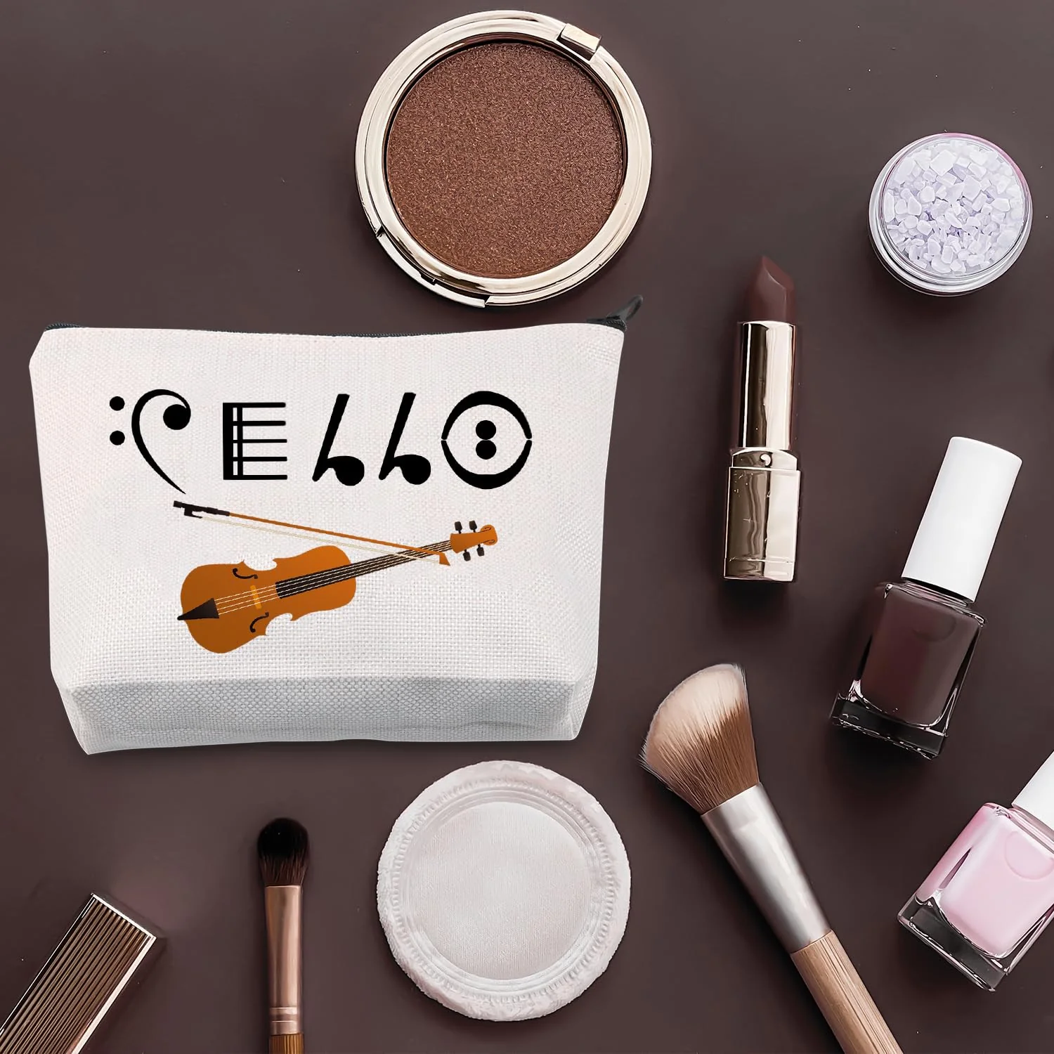 BDPWSS Cello Gift Cello Player Gift Cello Music Note Makeup Bag Funny Cello Cellist Orchestra Musician Zipper Travel Pouch (Cello note bag) Cello note bag - Image 4