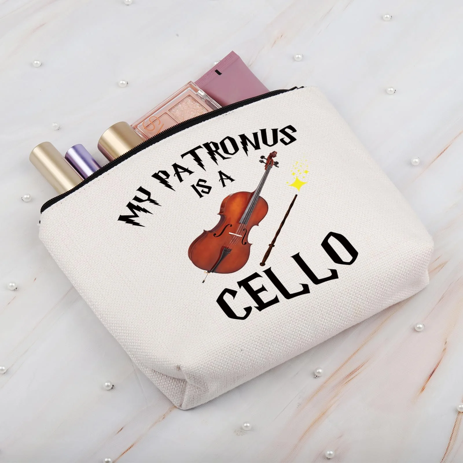 BDPWSS Funny Cello Gift Cello Player Gift Cellist Musician Gift Orchestra Cello Lover Gift My Patronus Is A Cello Makeup Bag (Patronus is cello bag), CB1-10015 Patronus is cello bag - Image 6