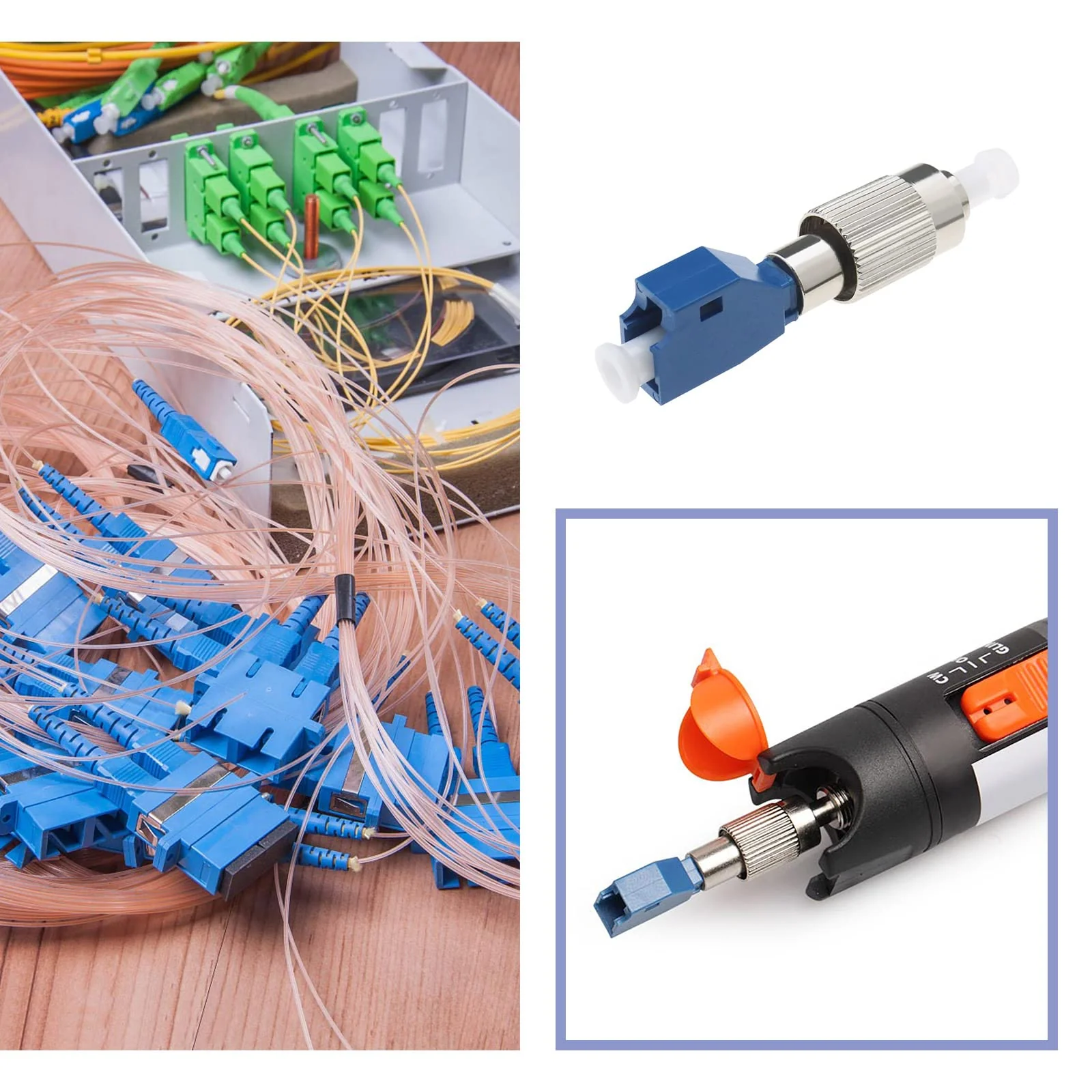 Be In Your Mind 4 Pieces Visual Error Locator Adapter Single Mode Fiber Optic Connector FC/UPC Male to LC/UPC Female Converter for Maintenance Optical Networks - Image 4
