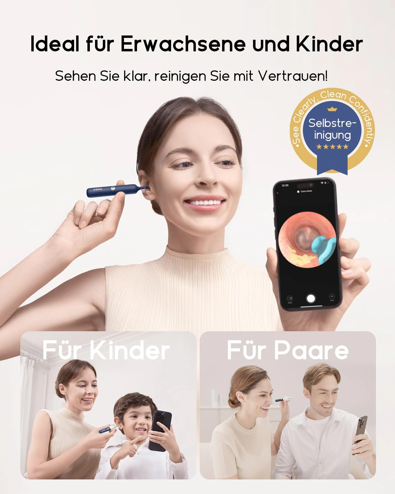Bebird Ear Wax Remover Otoscope, 1920P HD Flexible Ear Cleaner Camera with Tweezers, Ear Cleaner Camera with Replacement Tips for Ears/Nose/Neck Examinations, Otoscope Ear for Adults, Children Blue - Image 3