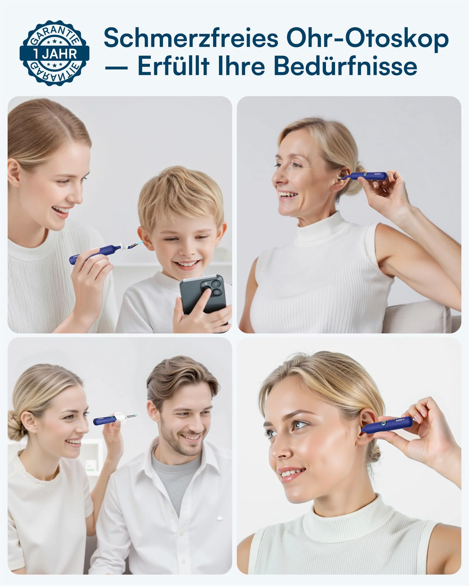 BEBIRD Earsight Plus D39R Ear Wax Remover Otoscope, 1920P HD Flexible Ear Cleaner Camera with Tweezers, Ear Cleaner Camera for Ear/Nose/Neck Examinations (Blue) Blue - Image 7