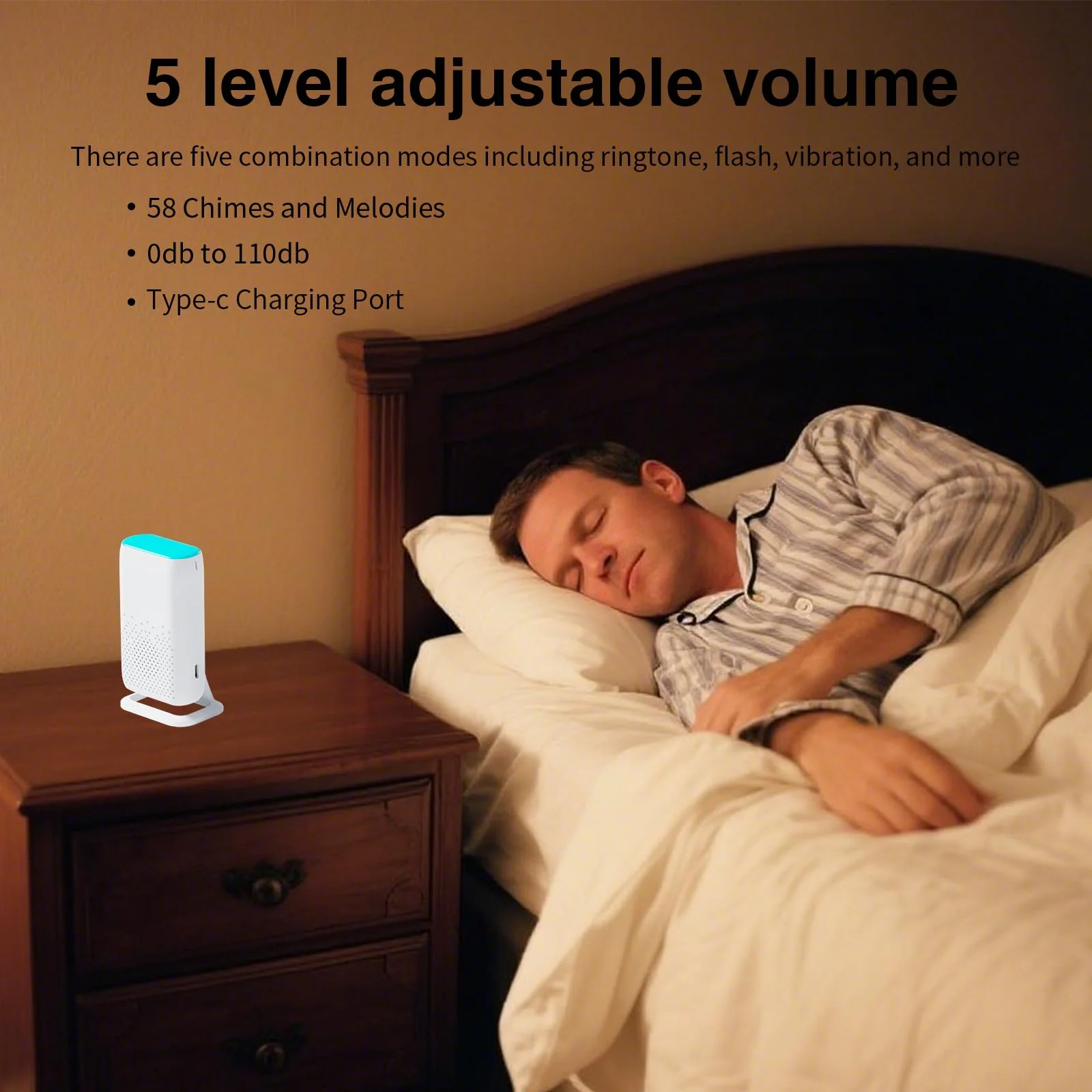 Bed Sensor Alarm and Fall Prevention for Elderly, Motion Sensor Alert System with 58 Melody/LED/Vibration Mode, for Patients Seniors Elderly Monitoring at Home 2 Motion Sensors + 1 Receiver - Image 5