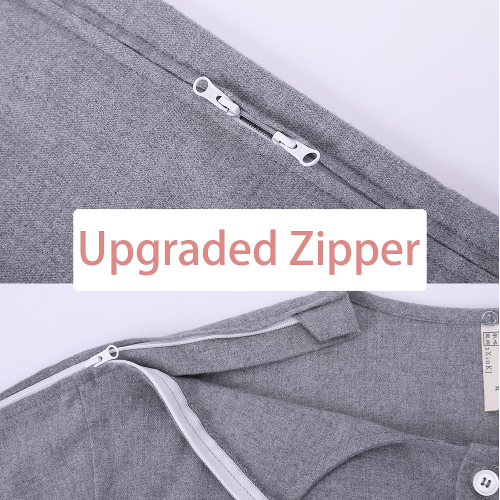 Bedridden Patient Clothing,Paralyzed Elderly Wheelchair Fracture Hospital Clothing Women's Disability Clothing Grey Medium - Image 2