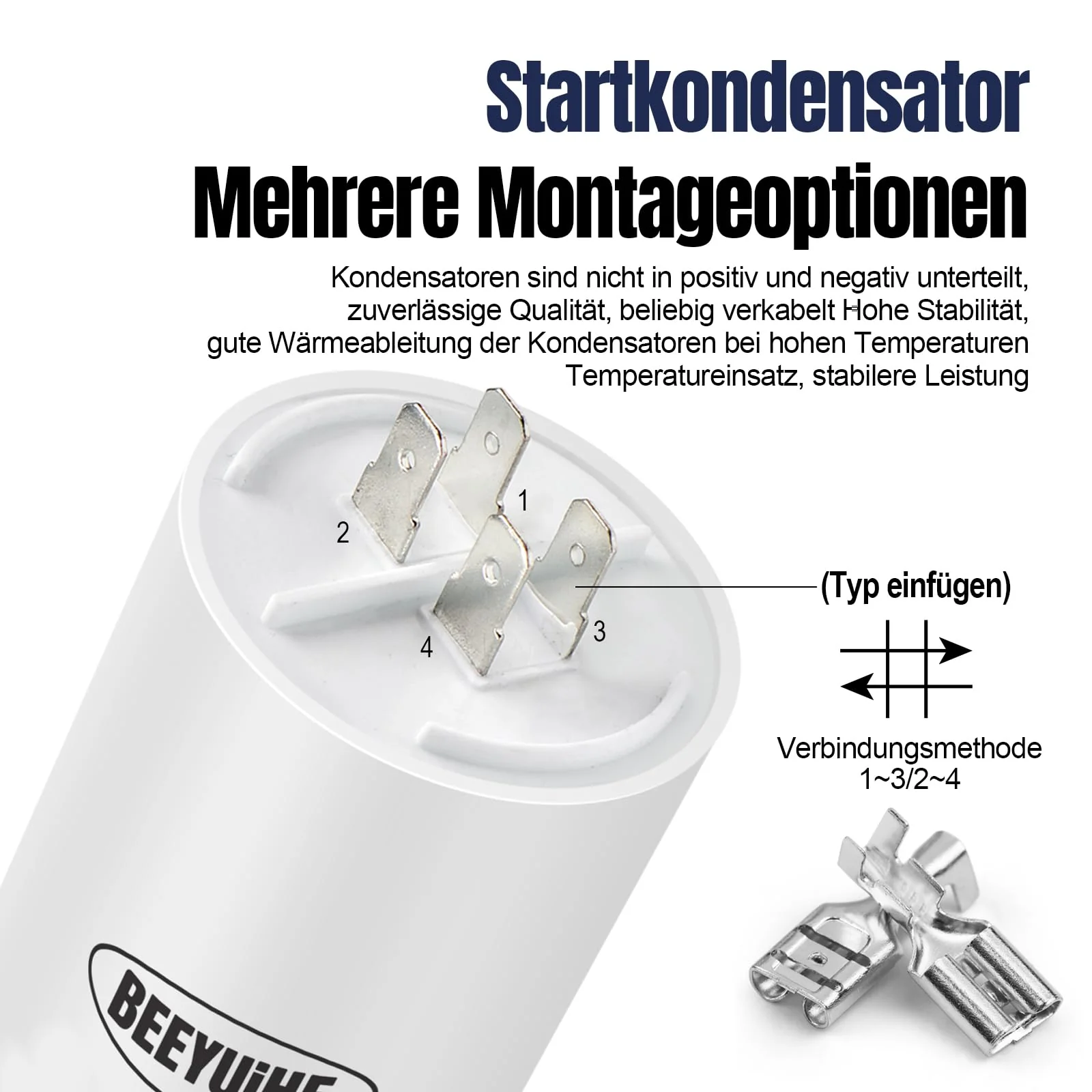 BEEYUIHF CBB60 Motor Capacitor 12µF 450V Capacitor 50/60Hz Starting Capacitor 12UF Motor Running Capacitor Plug M8 for Electric Motor 40 x 72 mm 12μF / 12uF - Image 2