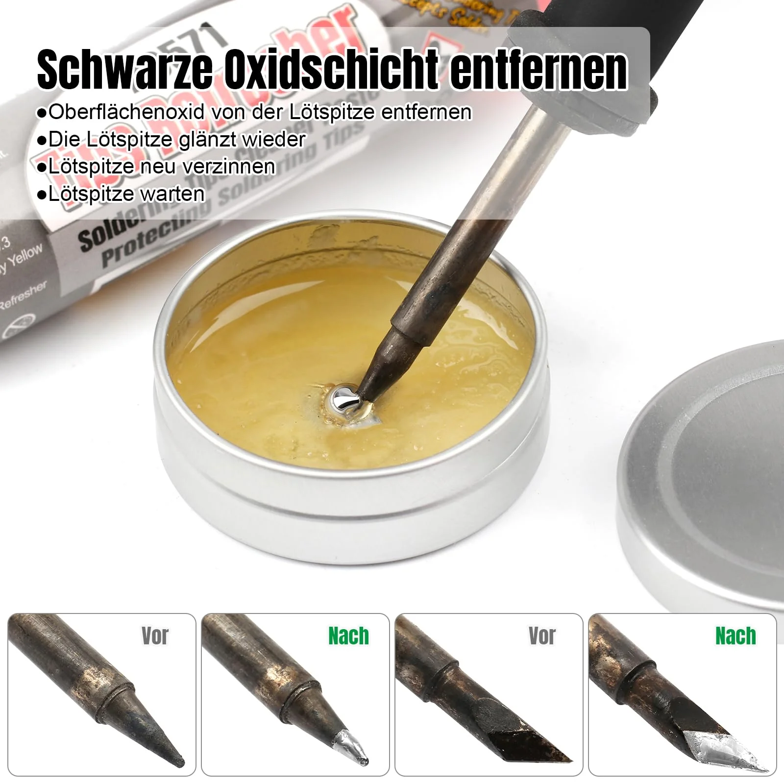 BEEYUIHF Lead Free Soldering Tip Reactivator, Tip Activator for Reactivating Oxidized Soldering Tips, Regeneration Oxidized Tips, Soldering Tip Cleaner, 30ml Soldering Iron Tip Protection #9571 - Image 2