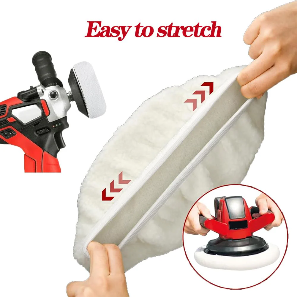 behone Set of 6 Lambswool Polishing Hoods for Einhell Cordless Car Polisher CE-CB 18/254 Li, CC-PO 90, for 220-250 mm Polishing Machines, Perfect for Car Paint Care, Metal Polish, Sustainable Reusable - Image 3
