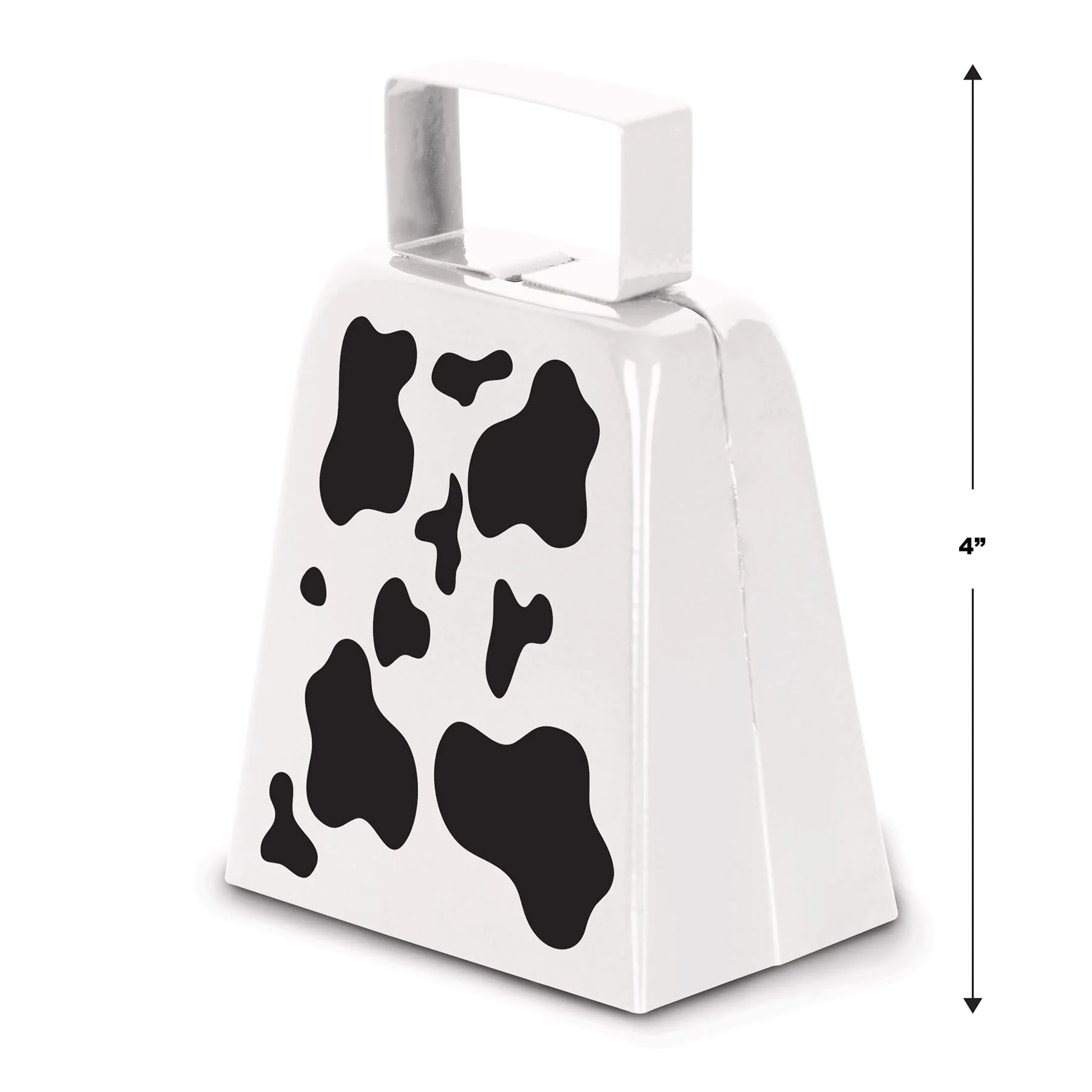 Beistle Novelty Metal Farm Animal Theme Birthday Party Western Favors, Cow Print Cowbell, White/Black 0 - Image 2
