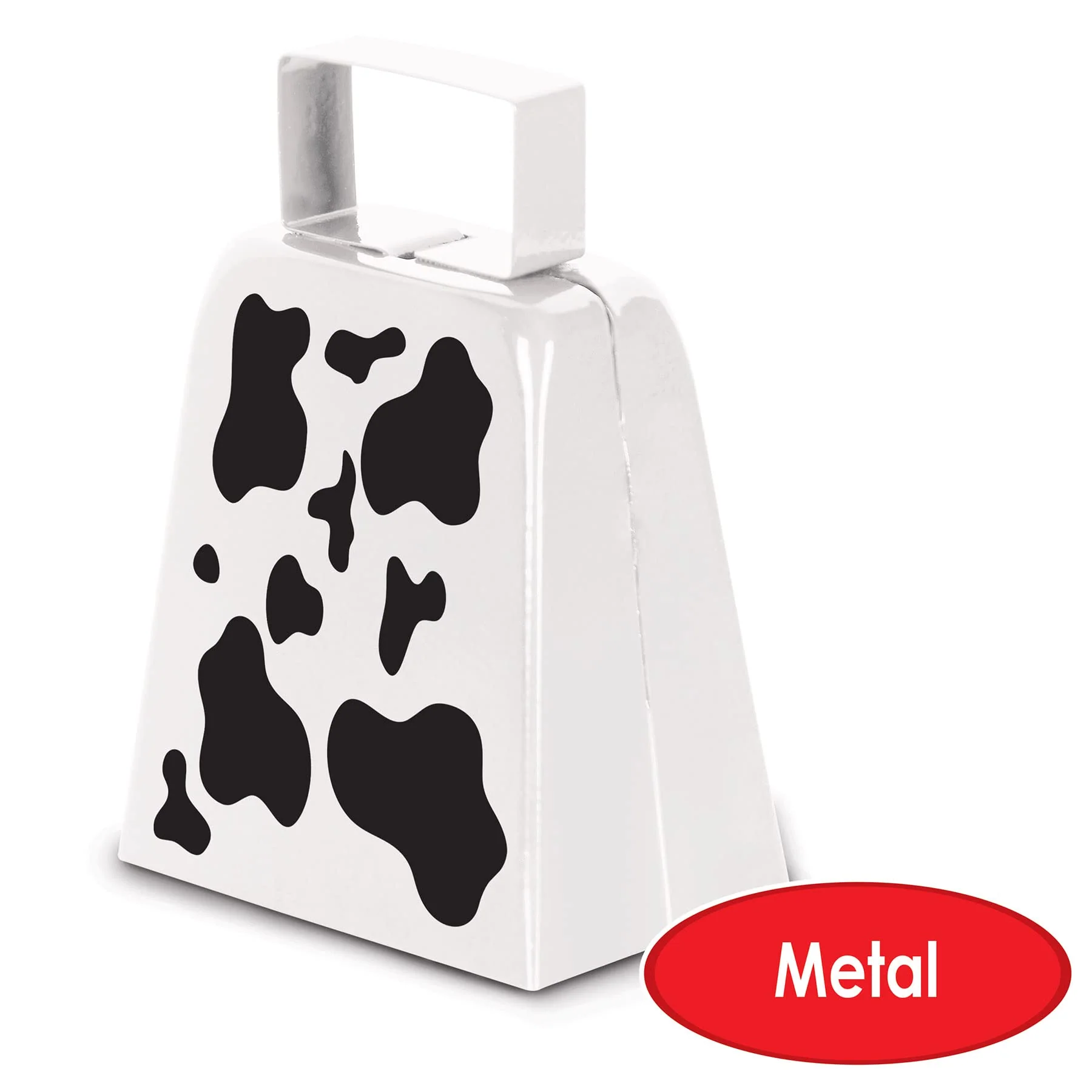 Beistle Novelty Metal Farm Animal Theme Birthday Party Western Favors, Cow Print Cowbell, White/Black 0 - Image 3