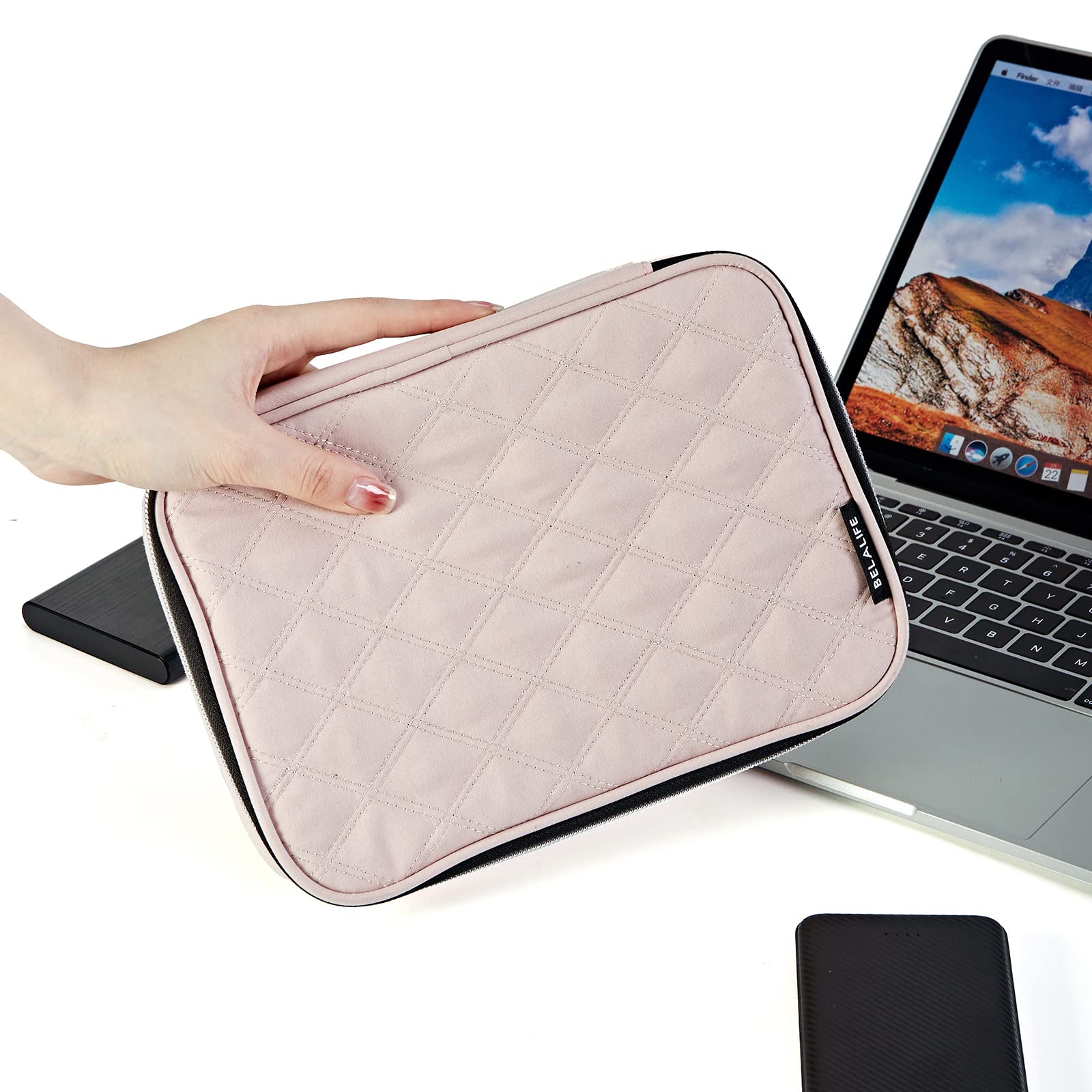 BELALIFE Portable Travel Cable Organizer Bag, Tech Storage Bag for Cord, Charger, Phone, Earphone, Hard Drive, USB, SD Card and Electronic Accessories, Pink Medium - Image 6