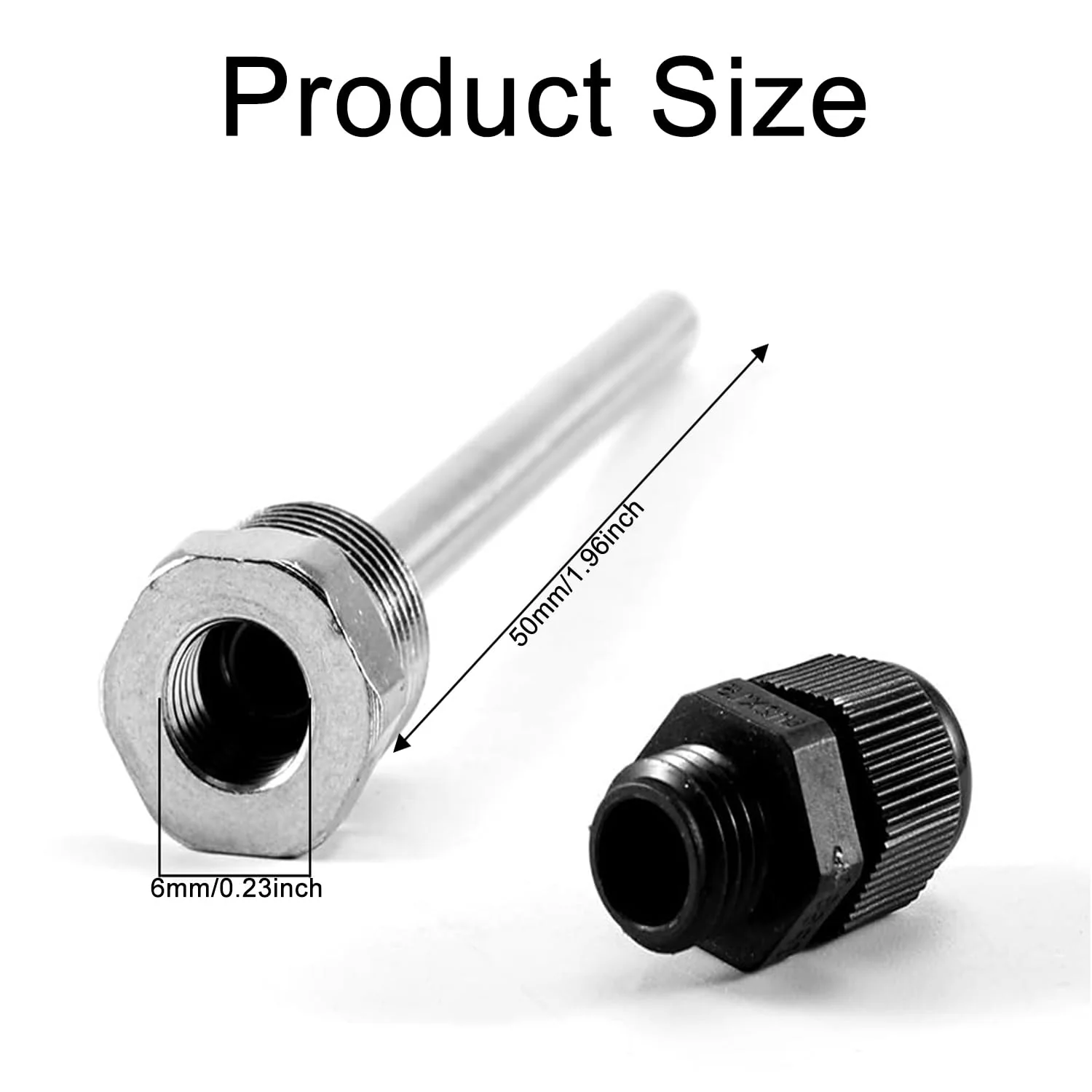 Belvanr 2 pieces 8 x 50 mm immersion sleeve, stainless steel immersion sleeve G 1/2 inch thread for temperature sensor, protective tube for temperature sensor, immersion protection tubes for - Image 2