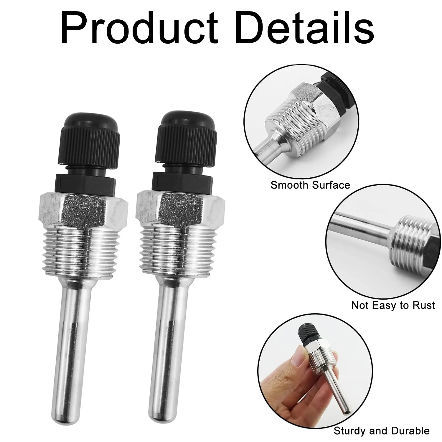 Belvanr 2 pieces 8 x 50 mm immersion sleeve, stainless steel immersion sleeve G 1/2 inch thread for temperature sensor, protective tube for temperature sensor, immersion protection tubes for - Image 3