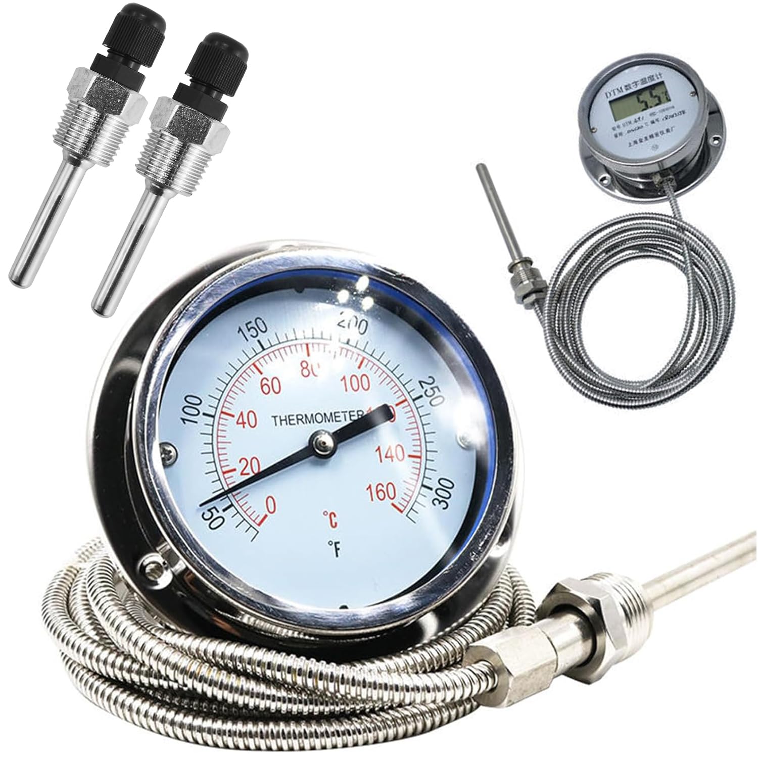 Belvanr 2 pieces 8 x 50 mm immersion sleeve, stainless steel immersion sleeve G 1/2 inch thread for temperature sensor, protective tube for temperature sensor, immersion protection tubes for - Image 5