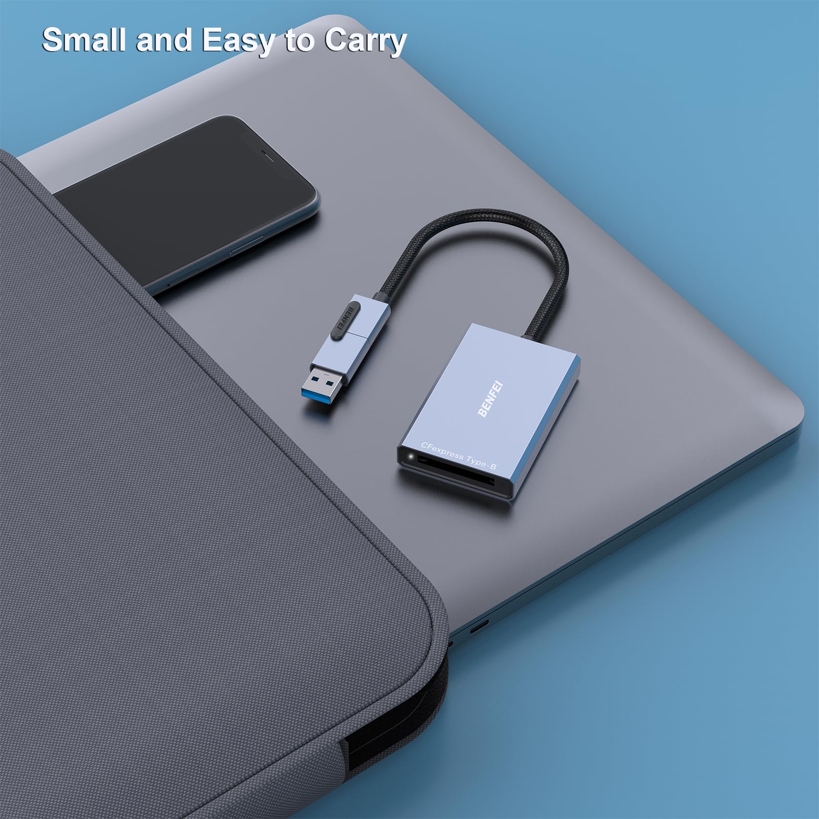 BENFEI CFexpress Type B Card Reader with USB 3.2 (Gen 2) 10Gbps, USB-C&USB-A 2-in-1 Type B CFexpress Adapter, Compatible with Windows/Mac/Linux/Android(Not for XQD Card) - Image 6