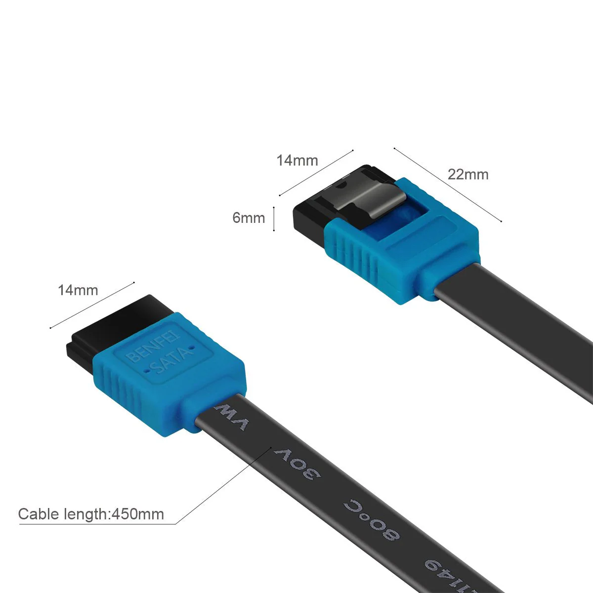 BENFEI SATA Cable III, 3 Pack SATA Cable III 6Gbps Straight HDD SDD Data Cable with Locking Latch 18 Inch Compatible for SATA HDD, SSD, CD Driver, CD Writer - Black Blue - Image 4