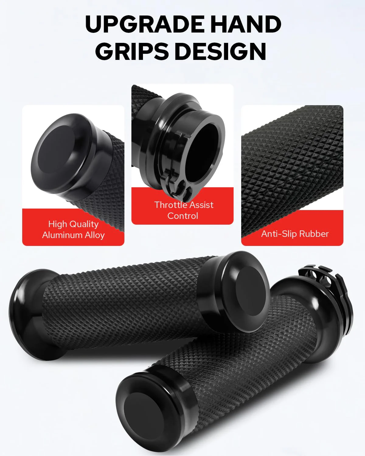 Benlari 1inch Handlebar Grips, Cable Throttle Hand Grips, Non-Slip Rubber Motorcycle Handgrips Fit for Harley Davidson Touring Dyna Softail Sportster 883 1200 1inch Cable Throttle Handlebar Grips - Image 4
