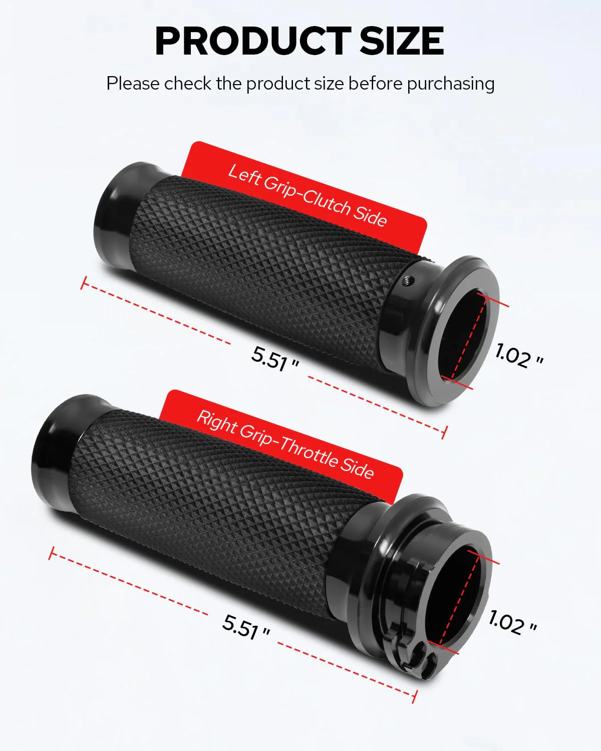 Benlari 1inch Handlebar Grips, Cable Throttle Hand Grips, Non-Slip Rubber Motorcycle Handgrips Fit for Harley Davidson Touring Dyna Softail Sportster 883 1200 1inch Cable Throttle Handlebar Grips - Image 5