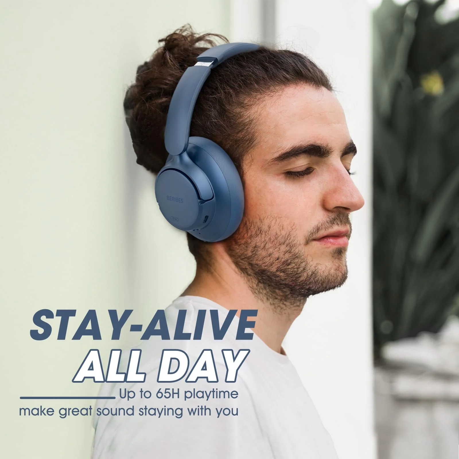 BERIBES Upgraded Hybrid Active Noise Cancelling Wireless Headphones with Transparent Modes,65H Playtime Bluetooth Headphones Wireless with Mic, Deep Bass,3.5MM Cable,Soft-Earpads,Fast Charging-Blue Blue - Image 5