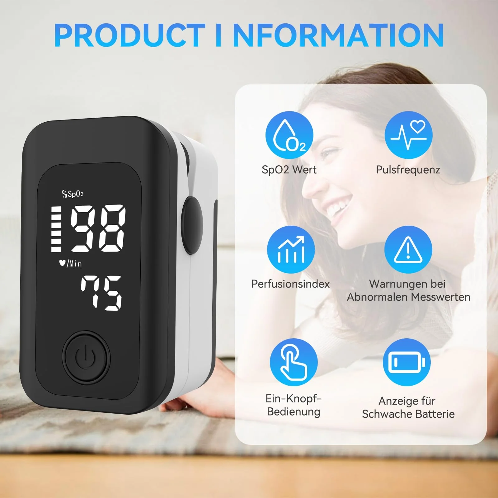 Berrcom Pulse Oximeter Blood Oxygen Saturation Monitor Finger High Accuracy Sats Monitor for Children Adults with Batteries and Lanyard - Image 7