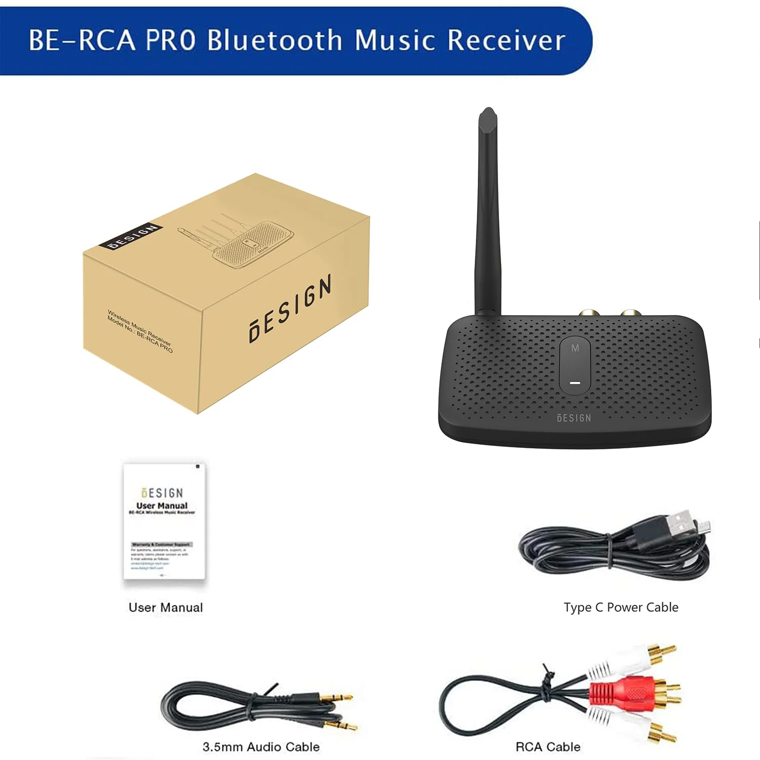 Besign BE-RCA Pro Long Range Bluetooth Adapter for Bluetooth Music Streaming, Black - Image 8