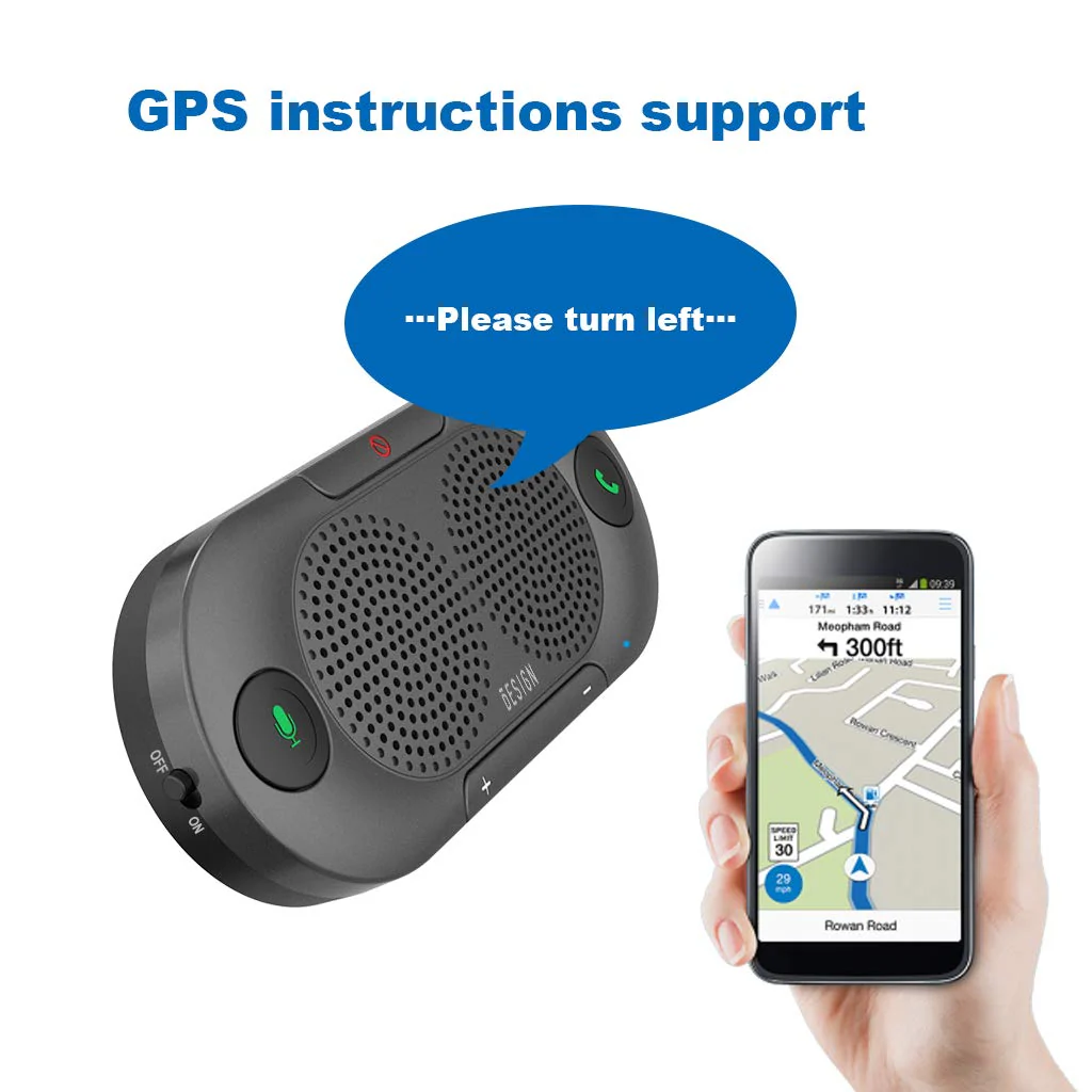 Besign BK06 Bluetooth 5.0 in Car Speakerphone with Visor Clip, Wireless Car Kit for Handsfree Talking, Motion Auto On, Siri Google Assistant Support, Dual 2W Speakers Metal Gray - Image 6
