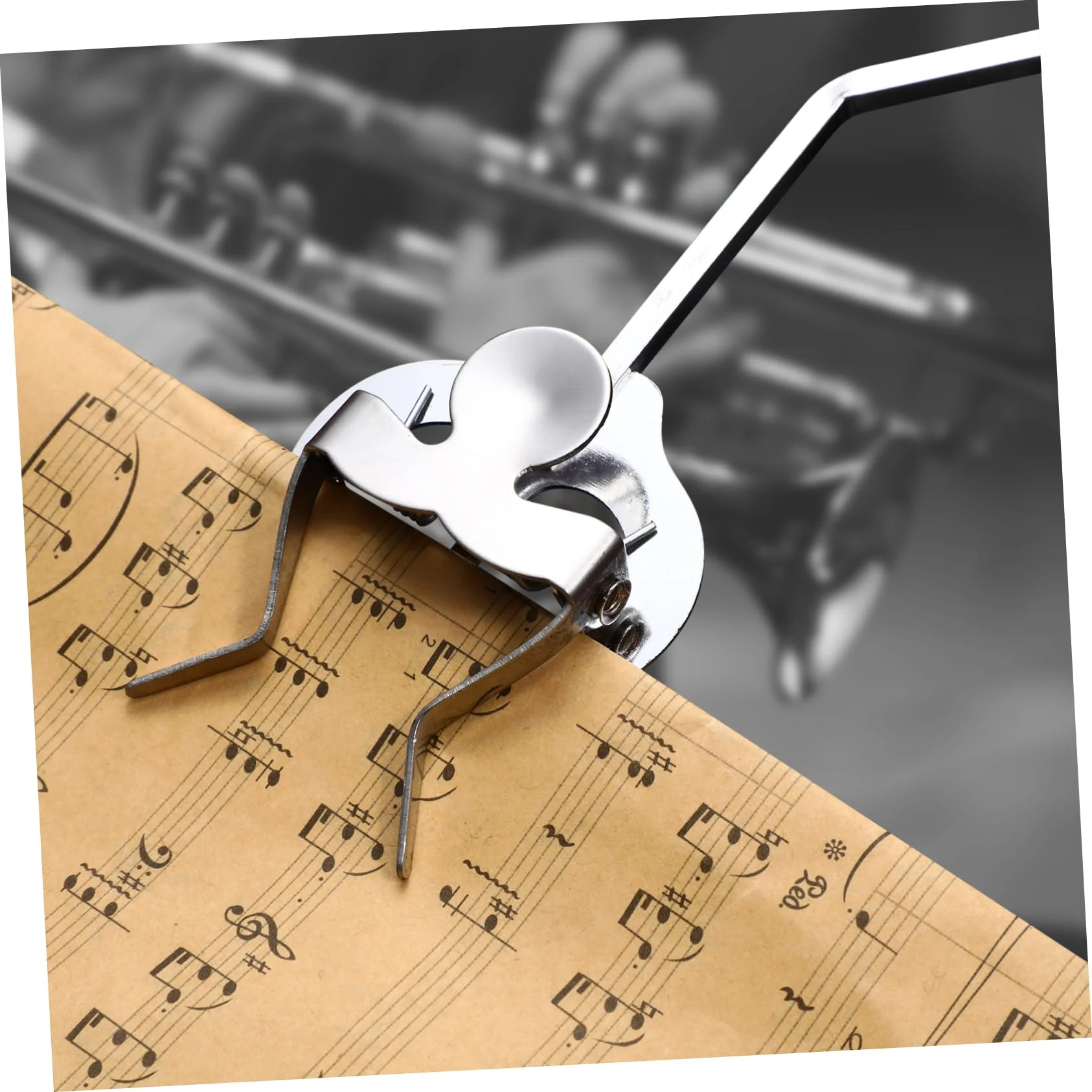 BESPORTBLE Trumpet Trombone Lyre Music Clip Holder Silver Clamp Sheet Music Stand for Marching Musicians Compact Design Lightweight Durable Accessory for Trumpet - Image 3