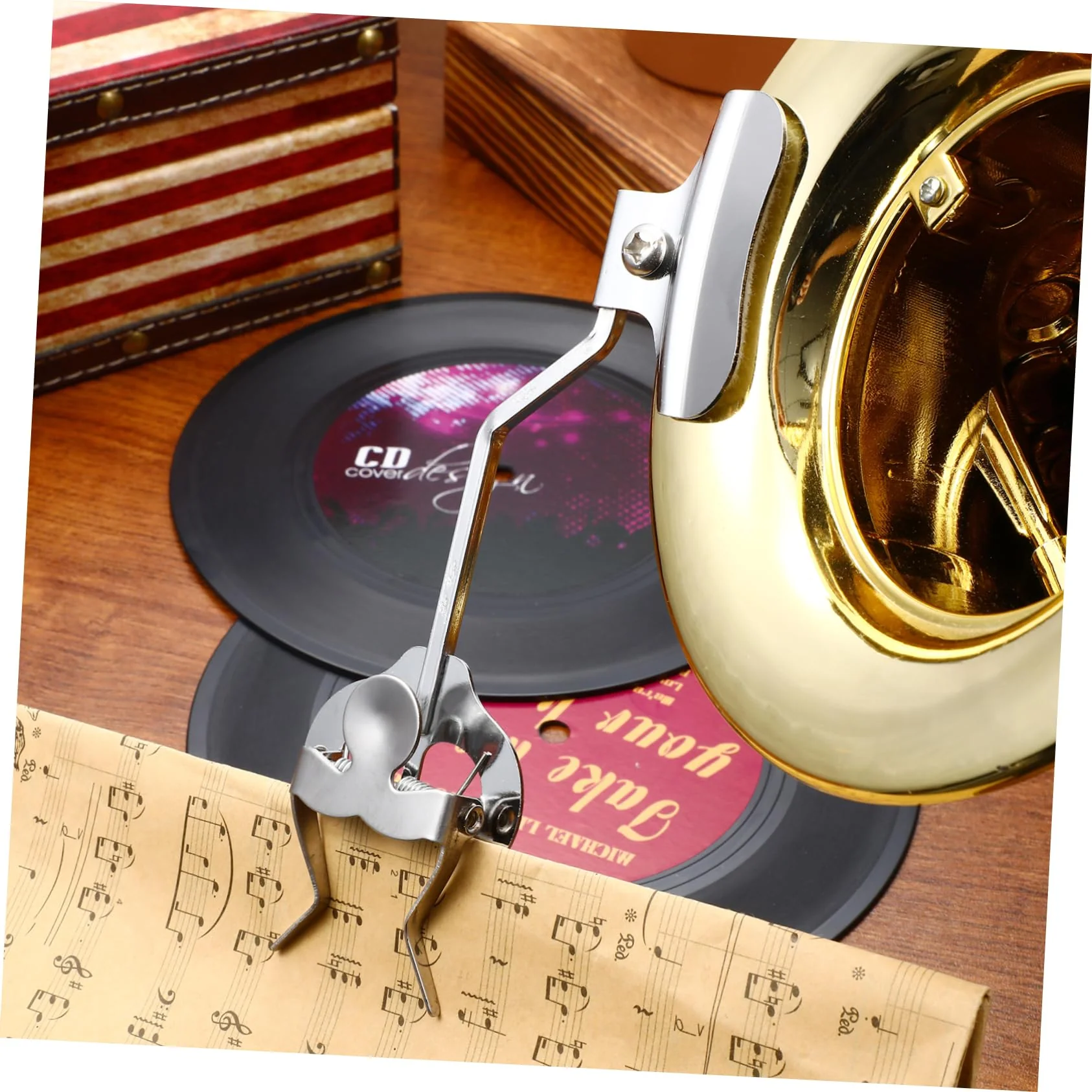BESPORTBLE Trumpet Trombone Lyre Music Clip Holder Silver Clamp Sheet Music Stand for Marching Musicians Compact Design Lightweight Durable Accessory for Trumpet - Image 4