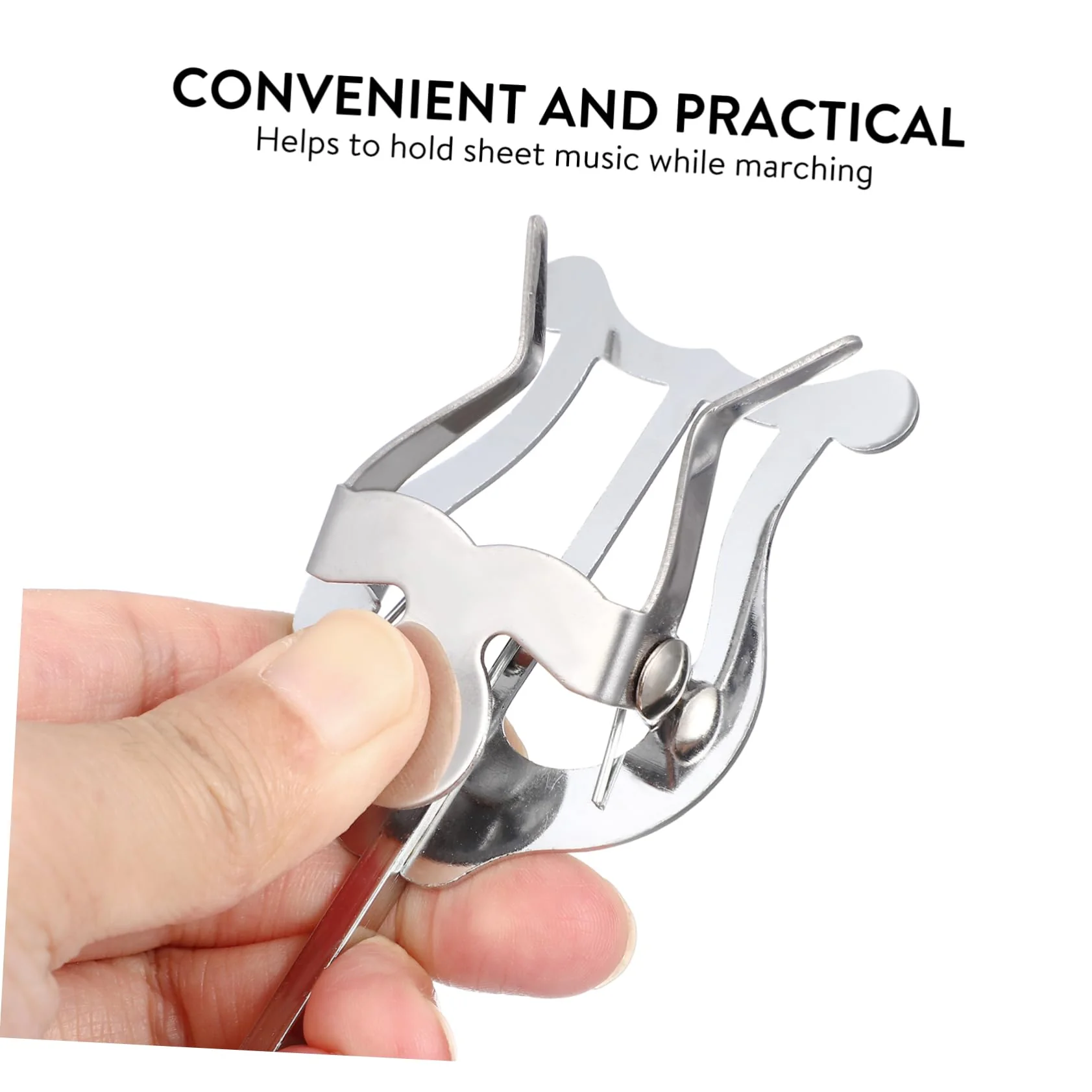 BESPORTBLE Trumpet Trombone Lyre Music Clip Holder Silver Clamp Sheet Music Stand for Marching Musicians Compact Design Lightweight Durable Accessory for Trumpet - Image 9