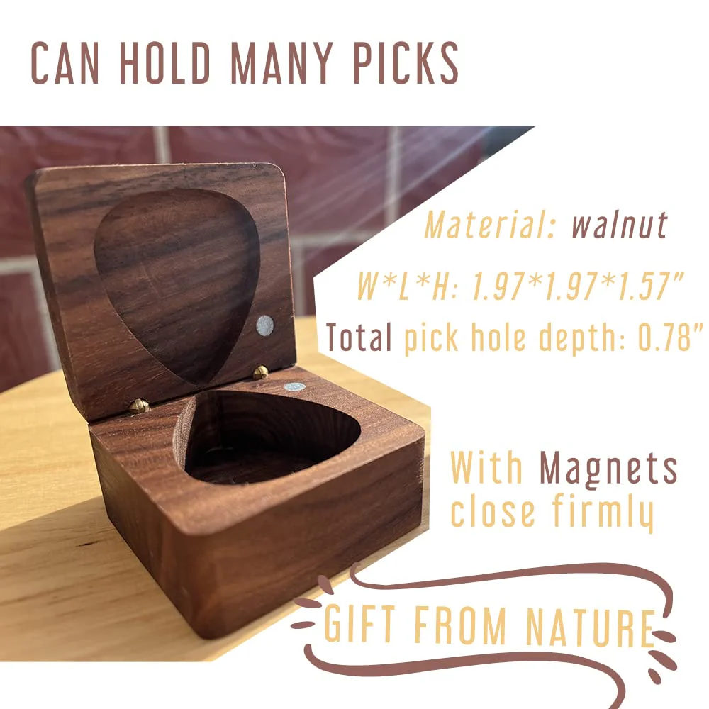 Best Dad Ever, Dad Guitar Chords Walnut Guitar Pick Storage Box, Father Gift from Daughter or Son, Guitar Dad Christmas Gift, 1 Pack - Image 3