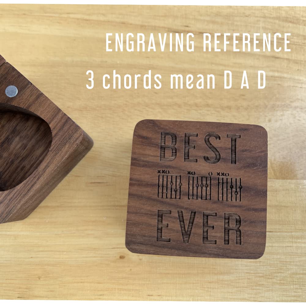 Best Dad Ever, Dad Guitar Chords Walnut Guitar Pick Storage Box, Father Gift from Daughter or Son, Guitar Dad Christmas Gift, 1 Pack - Image 4