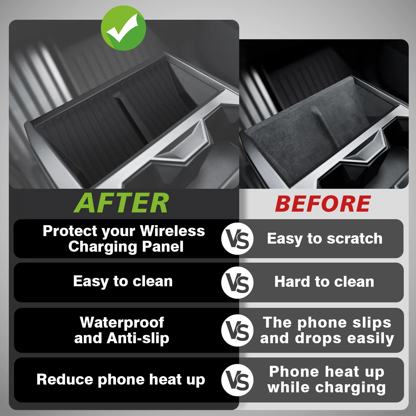 BestEvMod Center Console Phone Charge Area Silicone Mat Anti Slip Silicone Pad Compatible with 2024+ Tesla Cybertruck Interior Accessories Anti-Slip Easy Clean - Image 6