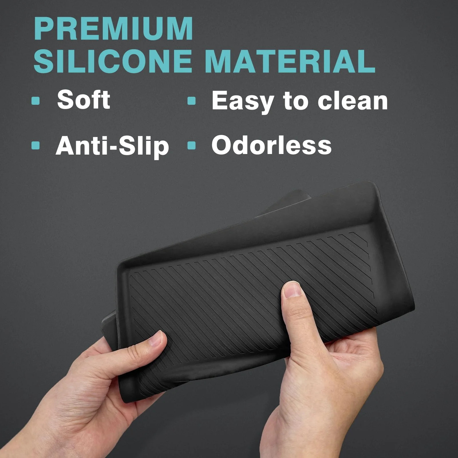 BestEvMod for Refreshed Model 3 Highland Center Console Phone Charge Area Silicone Mat Non Slip Silicone Pad Compatible with 2024 Refreshed Tesla Model 3 Highland Accessories (Black) Black - Image 3