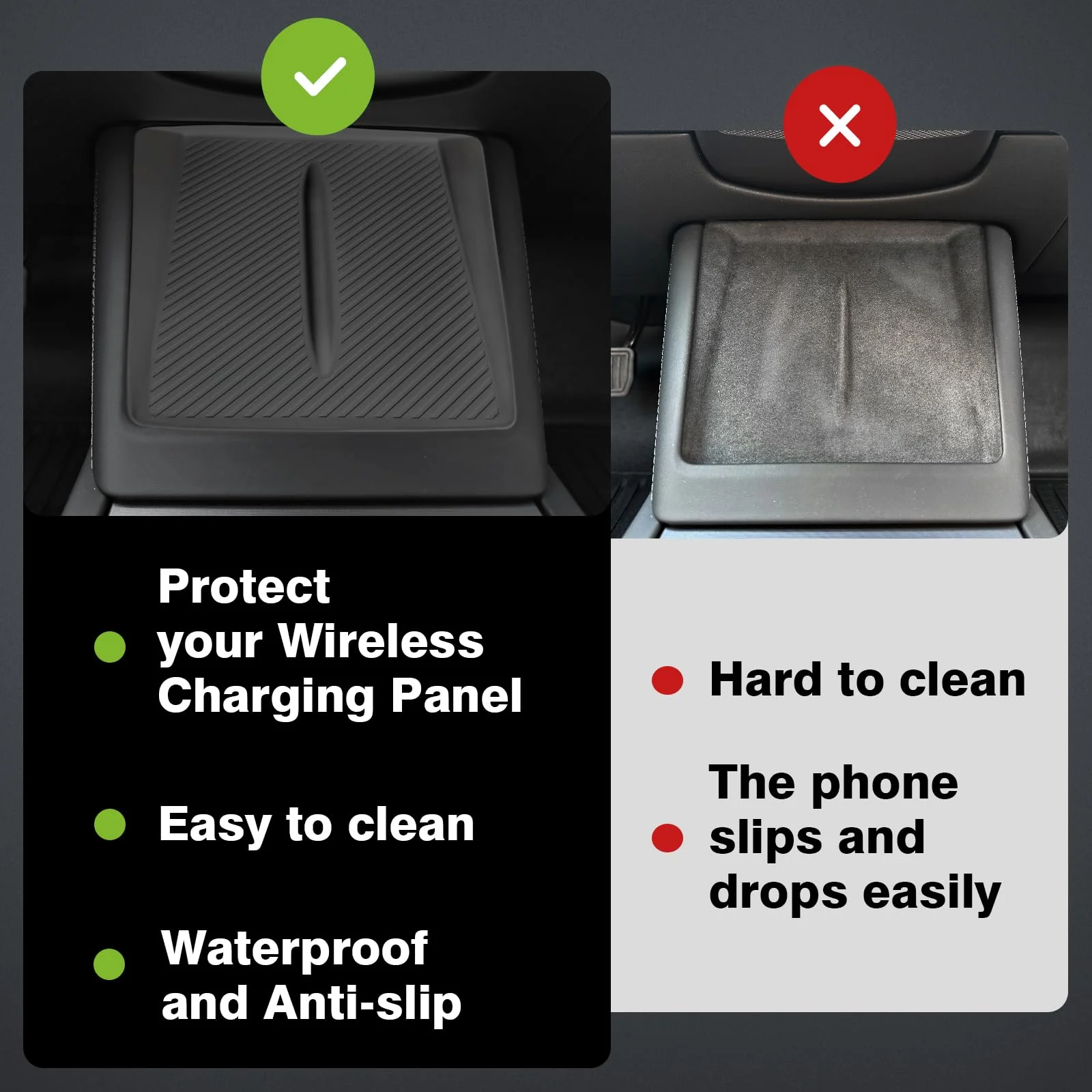 BestEvMod for Refreshed Model 3 Highland Center Console Phone Charge Area Silicone Mat Non Slip Silicone Pad Compatible with 2024 Refreshed Tesla Model 3 Highland Accessories (Black) Black - Image 6